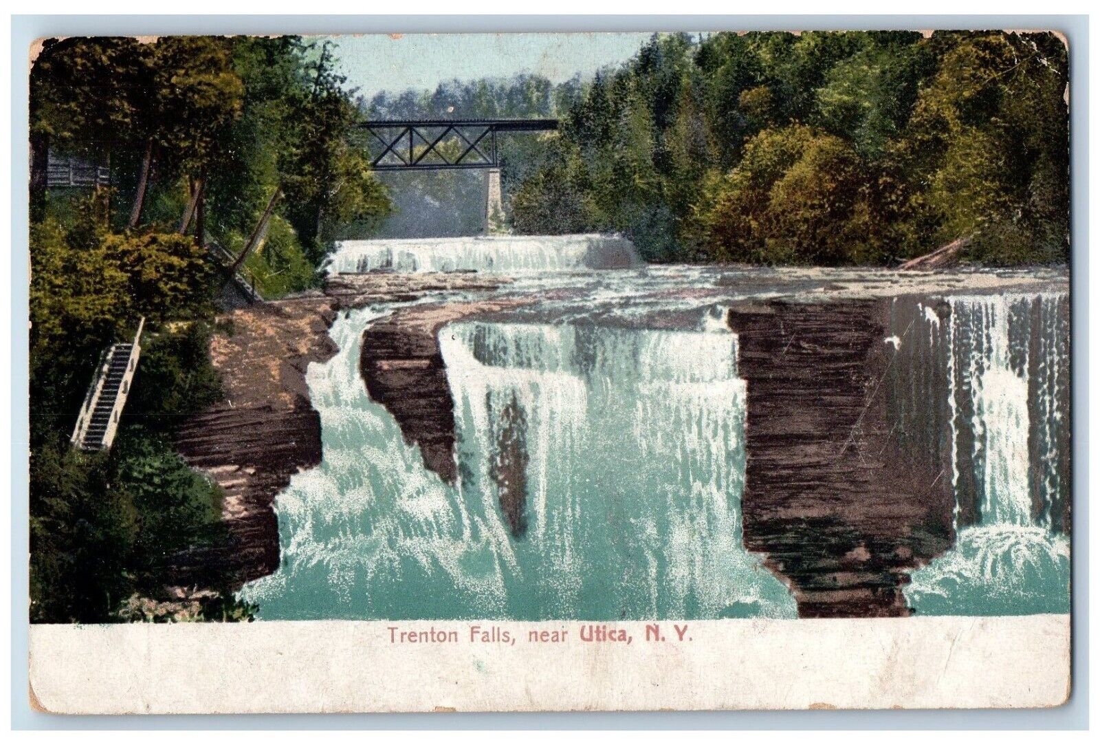 Utica New York Postcard Trenton Falls Exterior Cliff View 1908 Vintage Antique