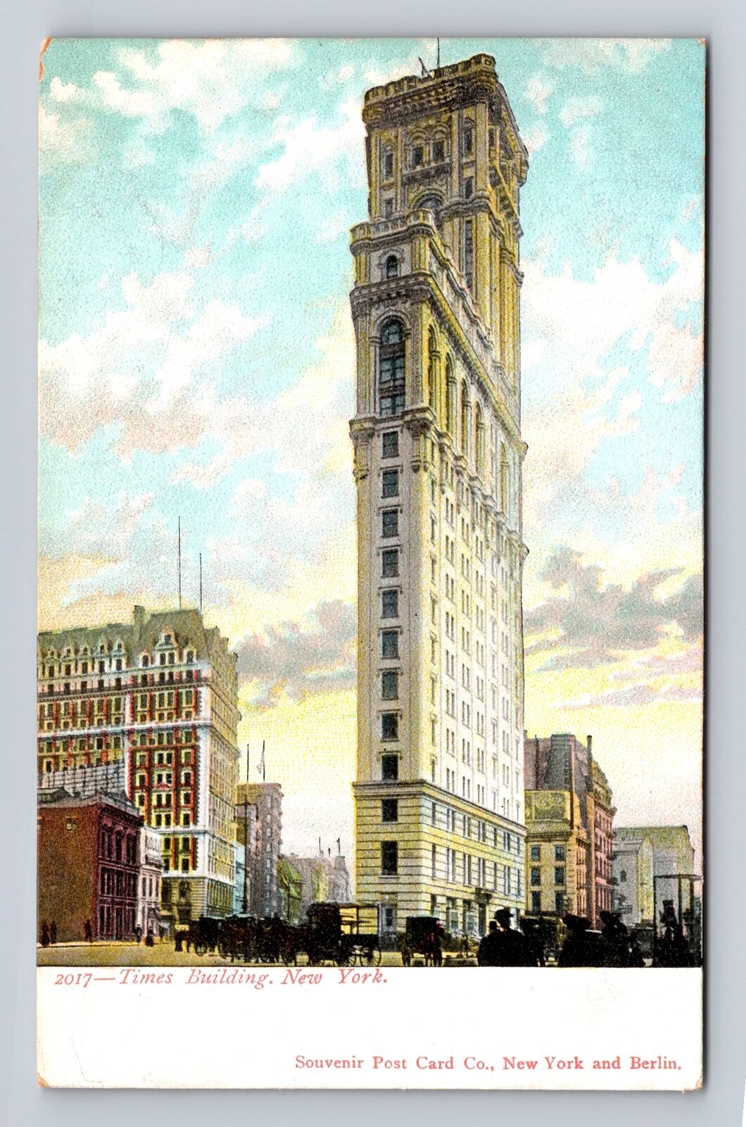 New York City NY, Times Building, Antique, Vintage Souvenir Postcard