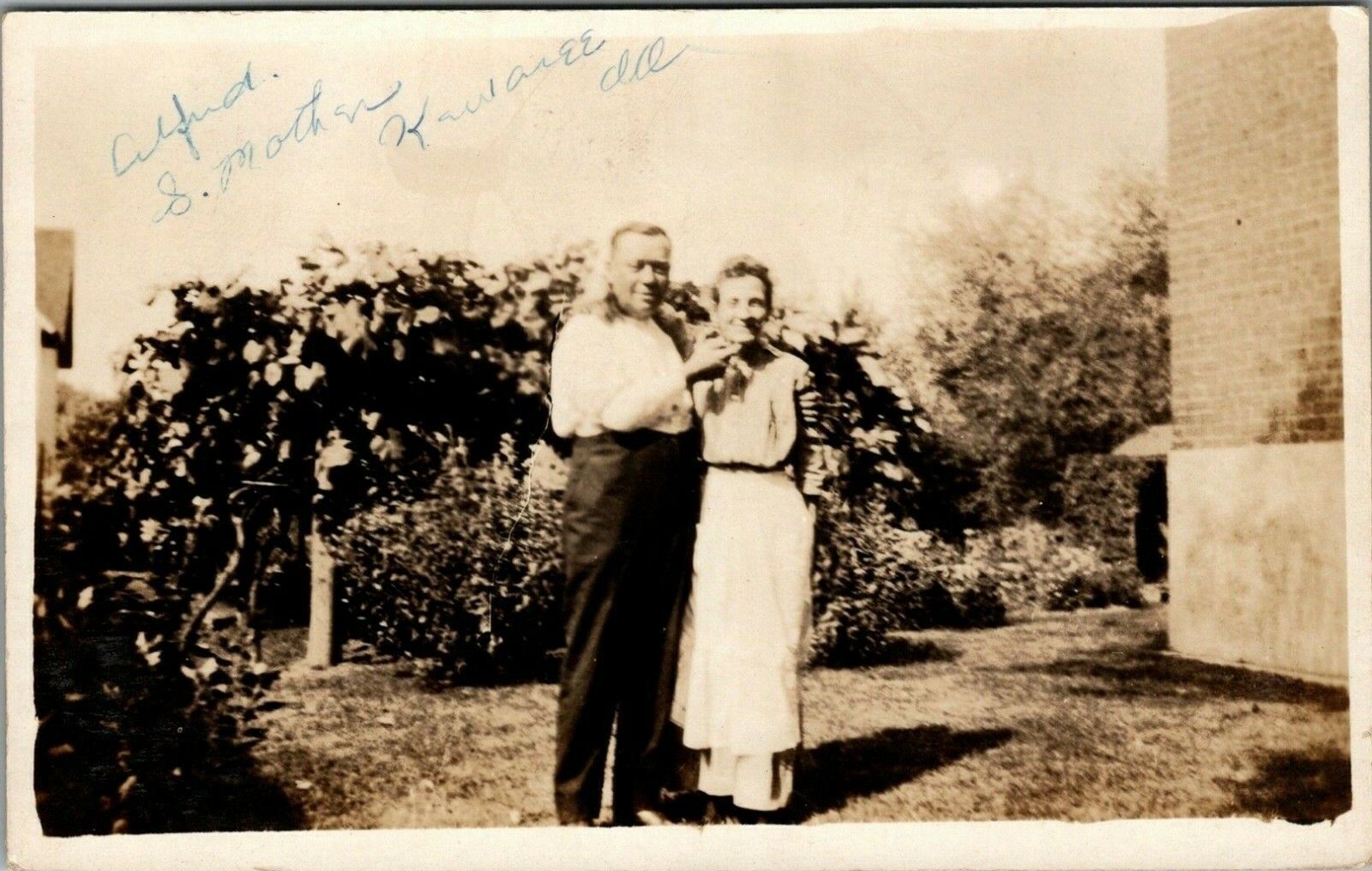 Kewanee Illinois~Alfred & His Mother in Garden~c1910 Real Photo Postcard~RPPC