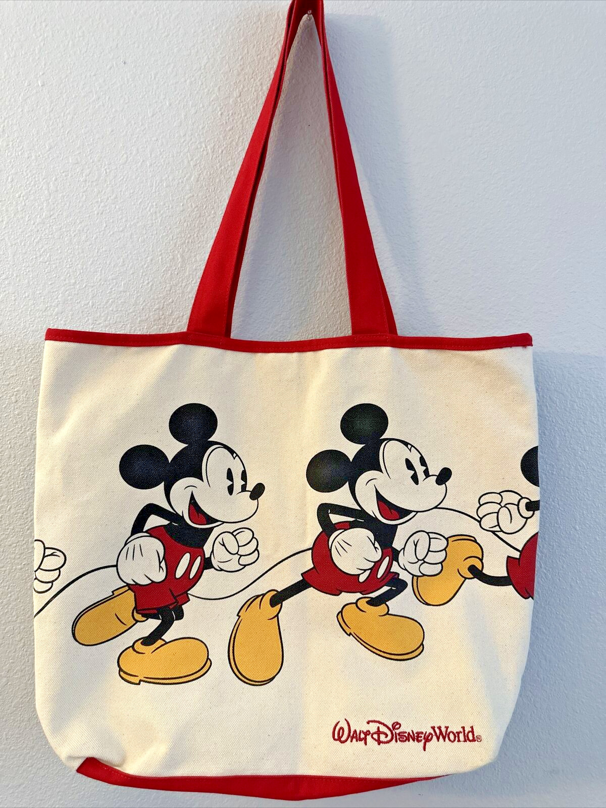 Walt Disney World Parks Large Tote Bag Mickey Mouse Durable Cotton Canvas 19x16