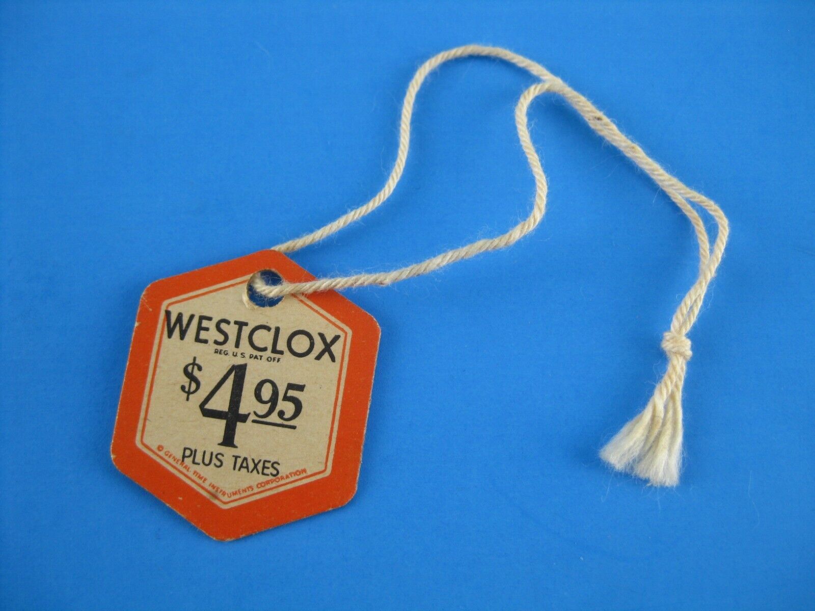 Vintage Westclox Original Big Ben Alarm Clock Price Tag Store Hang Tag $4.95