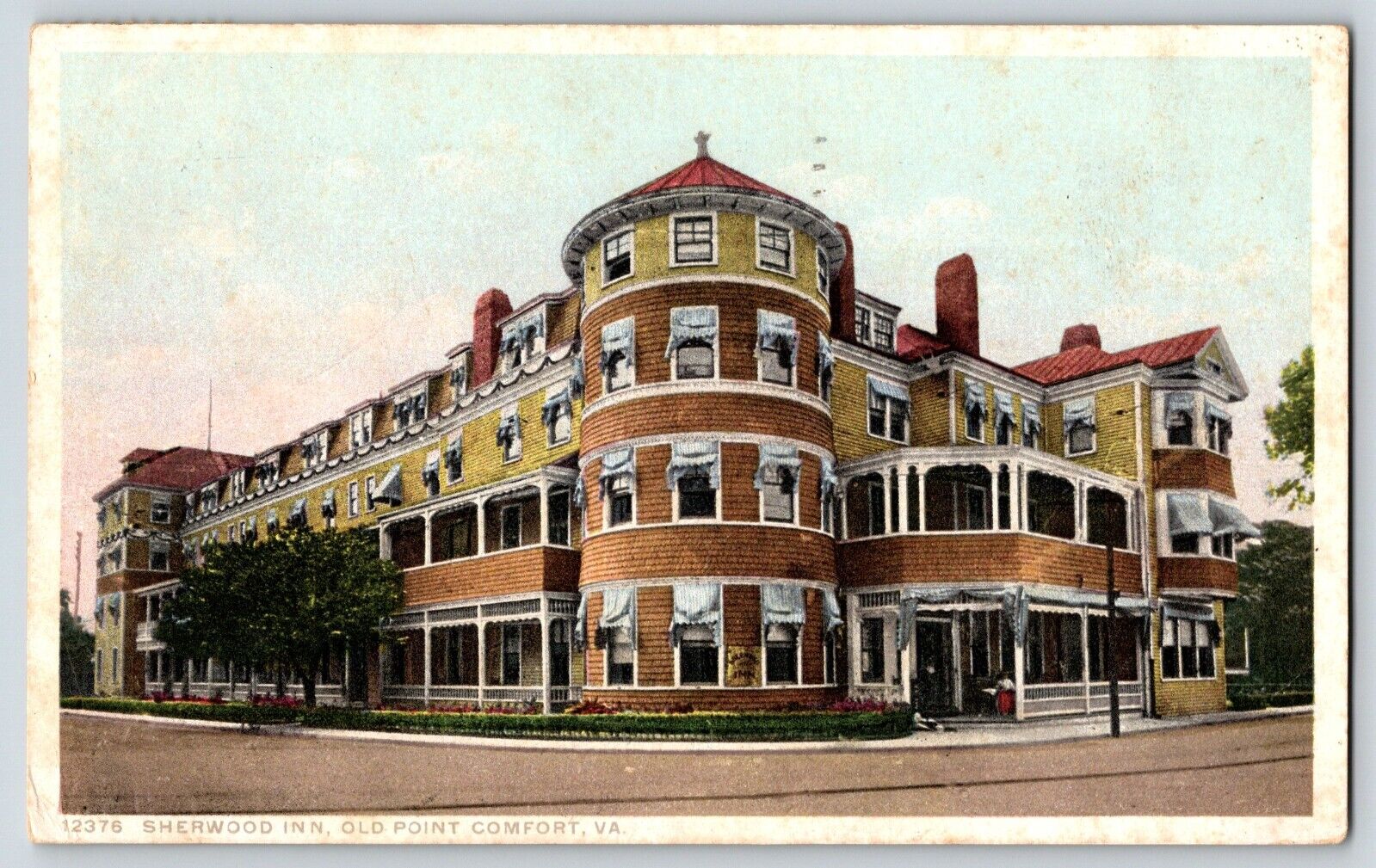 Postcard Sherwood Inn Old Point Comfort Virginia VA Phostint c1915