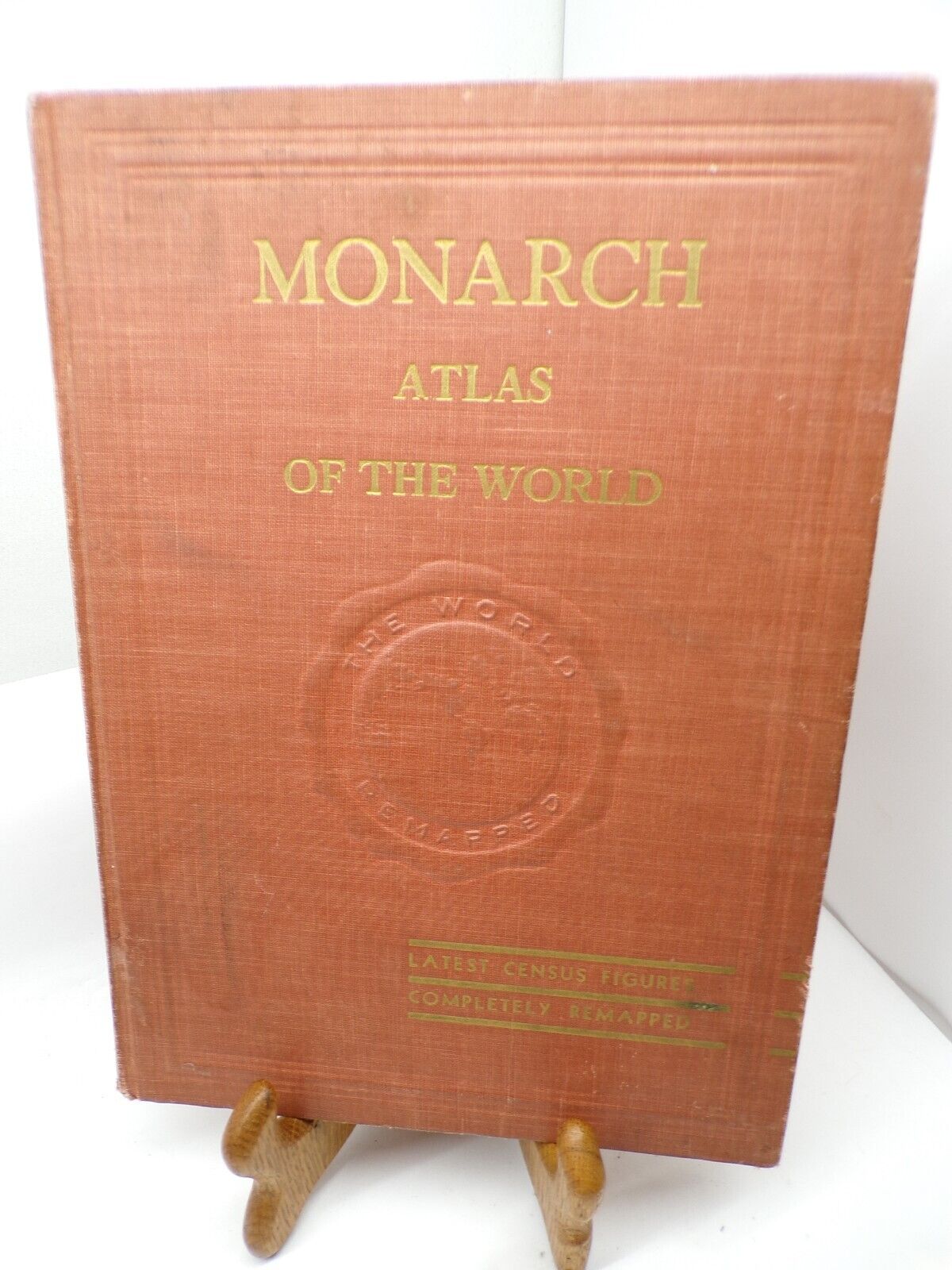 1943 Monarch Atlas of the World Book Pictorial Review of WW2 HC Used Maps Photos