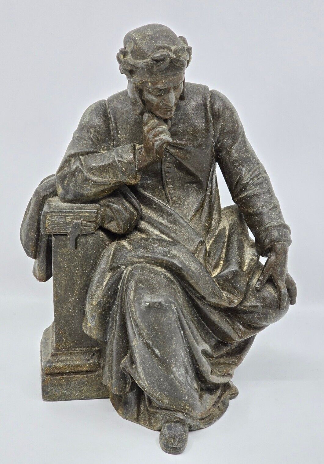 Dante Alighieri Detailed Bronze Statue Seated 8.5\