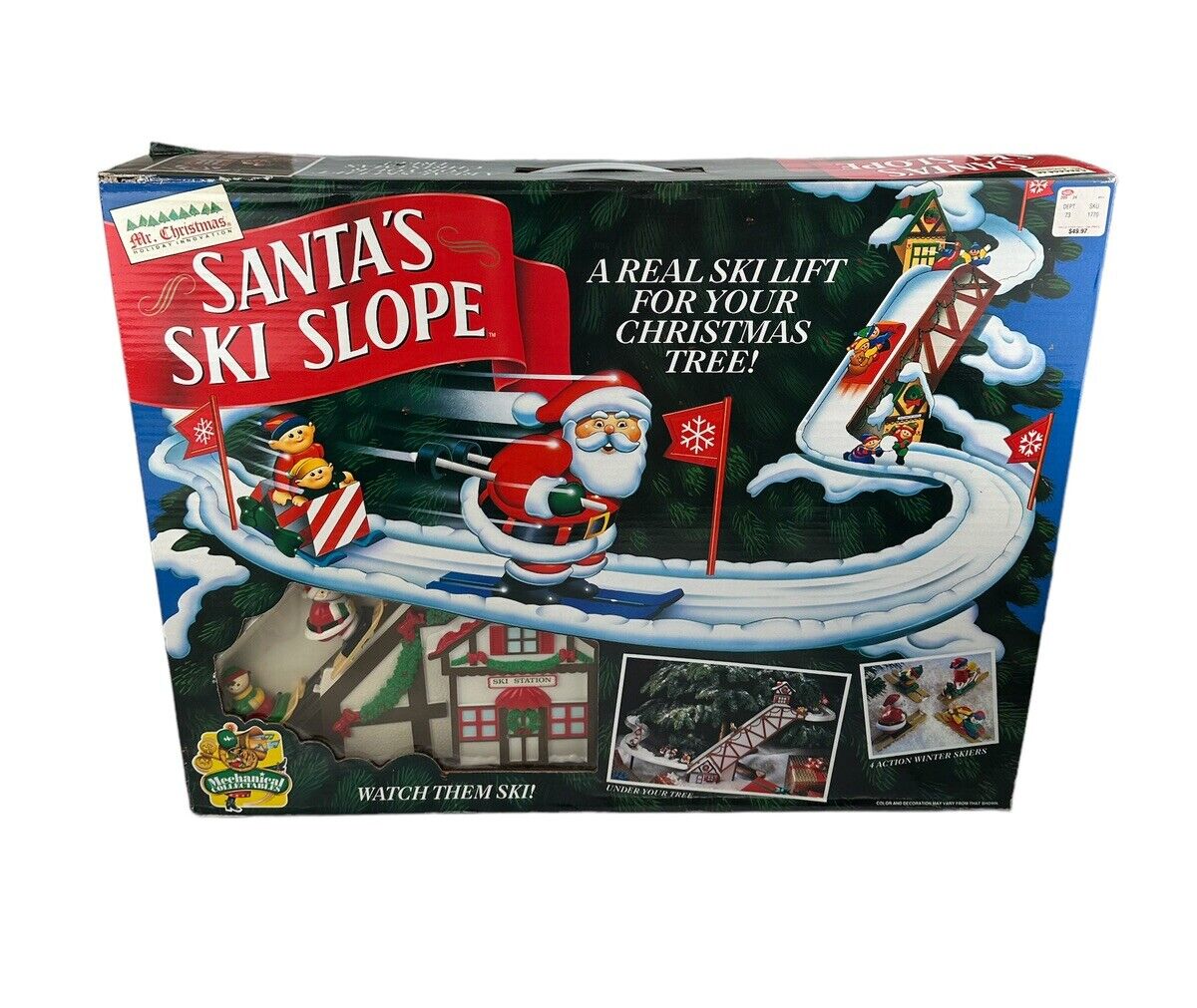 Vintage Mr. Christmas Santa's Ski Slope Ski Lift Ski Slope Toy In Sealed Box