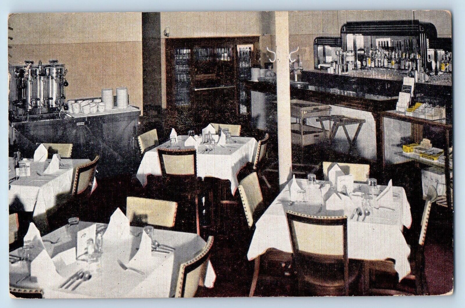 Menomonie Wisconsin WI Postcard Mueller\'s Cafe Falls Fond Du Lac c1953 Vintage