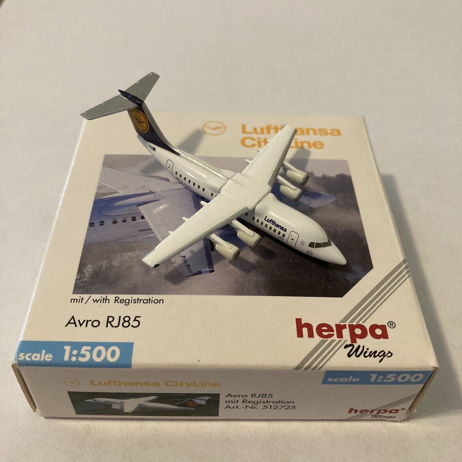 Herpa 1:500 Lufthansa CityLine Avro RJ85 Diecast Model Plane (512725)