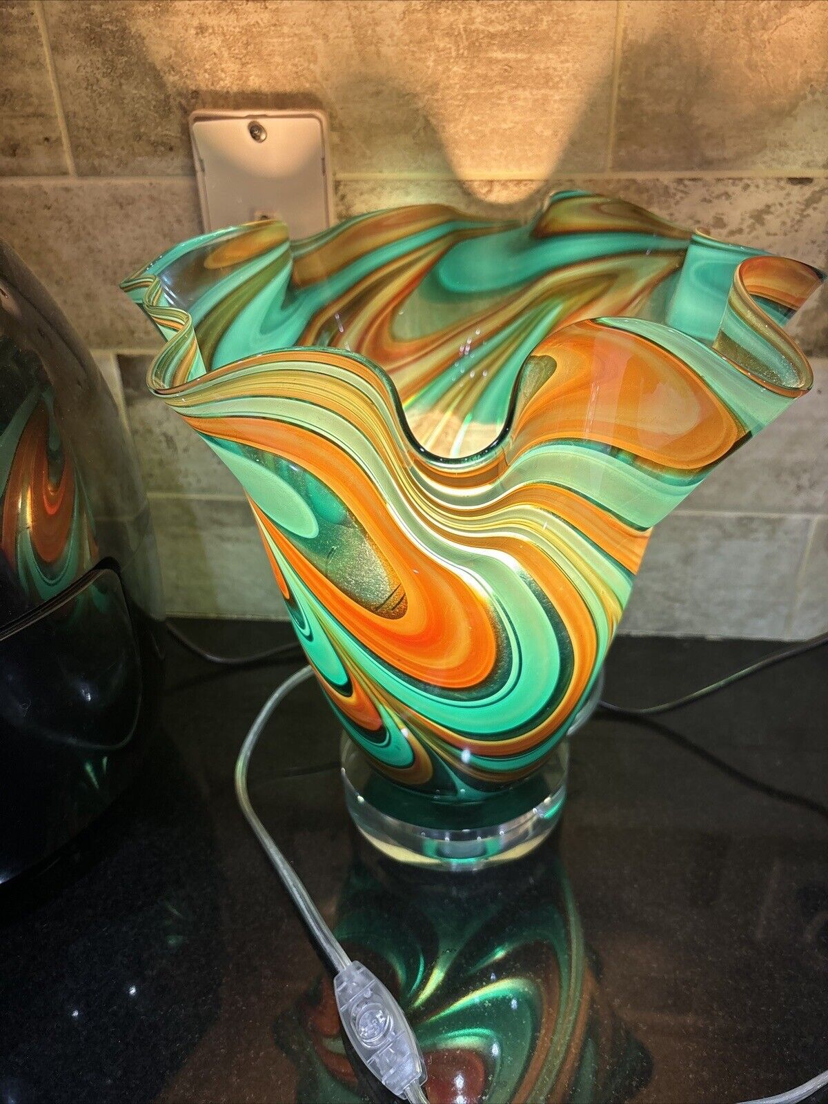 Vintage Rare 11” Blown Glass Lamp/Lite Works It’s Stunning