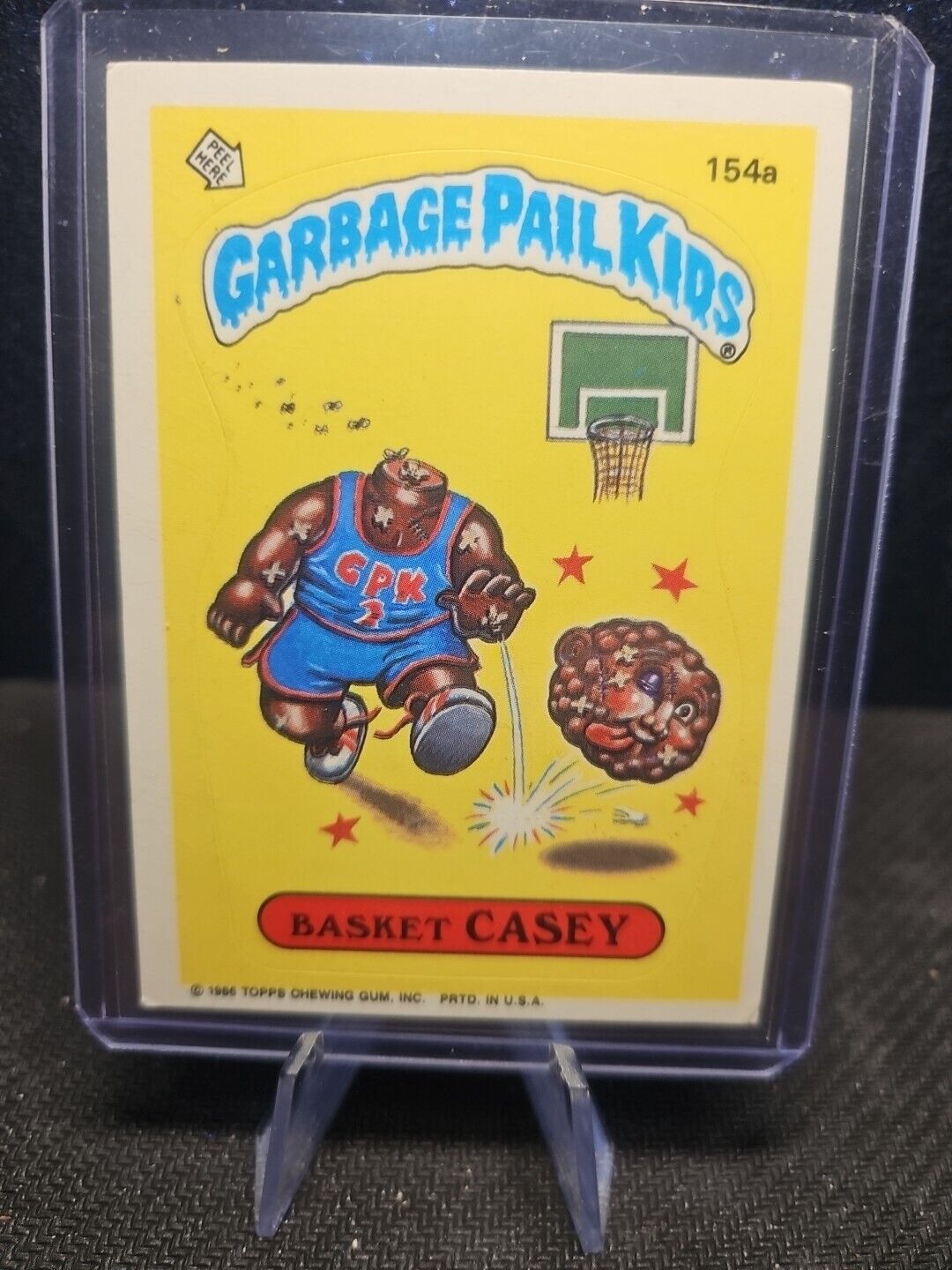 1986 TOPPS GARBAGE PAIL KIDS BASKET CASEY STICKER CARD 154a Corner Wear See Pics