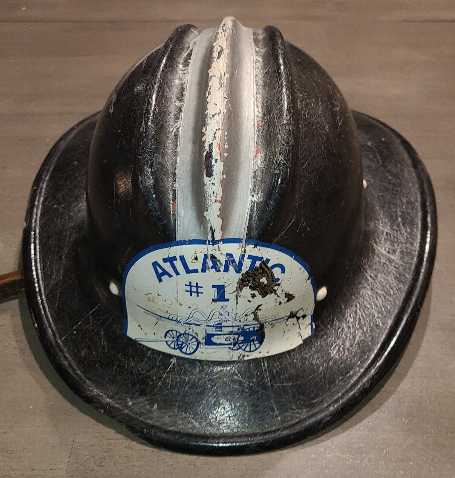 Vintage E.D. Bullard Atlantic #1 Hard Boiled Black Fiberglass Firefighter Helmet