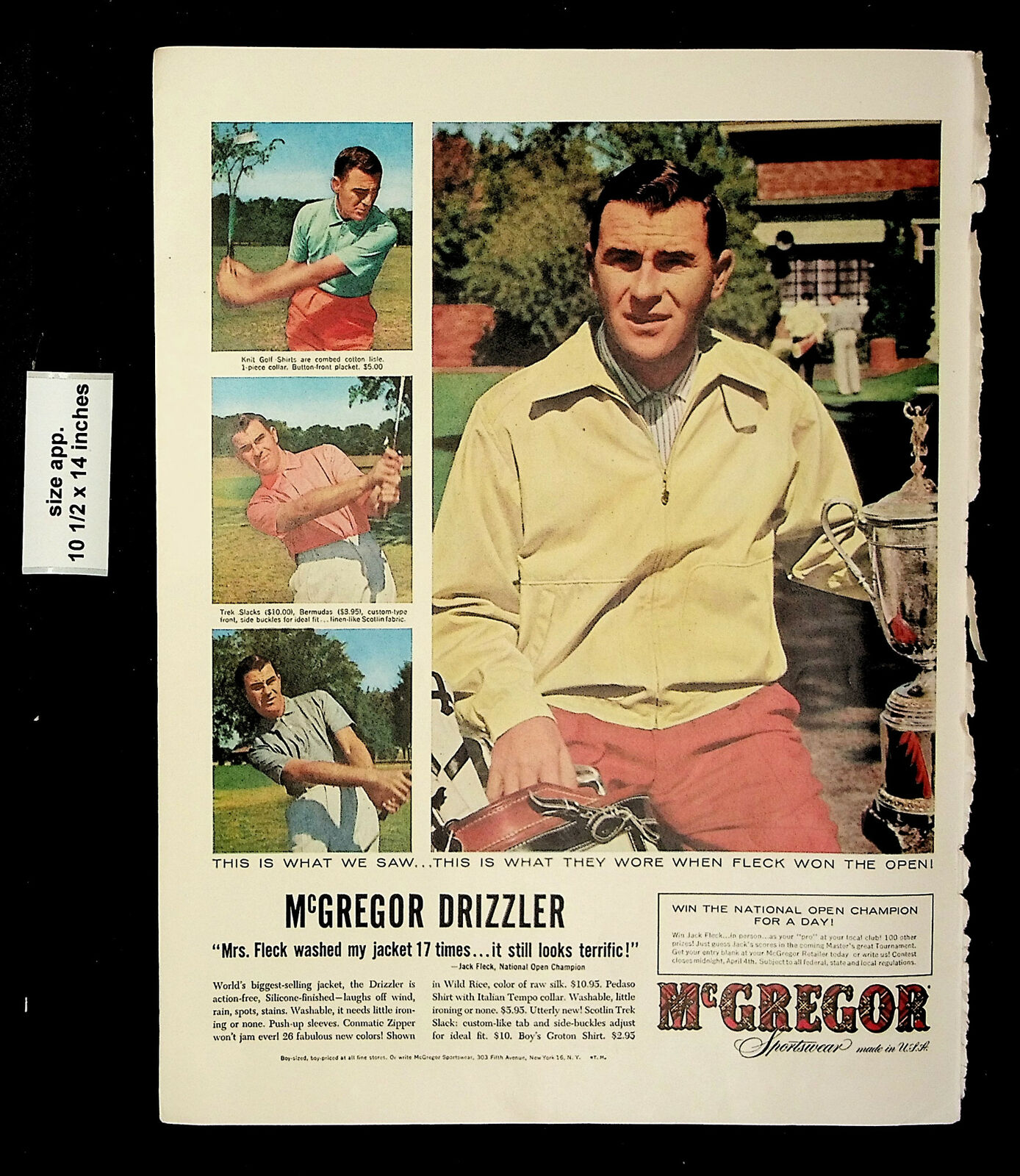1956 McGregor Sportswear Men Golf Trophy Vintage Print Ad 23451