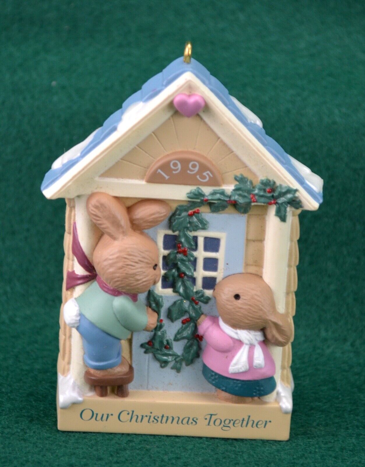 1995 Hallmark OUR CHRISTMAS TOGETHER Keepsake Ornament Rabbits Decorating
