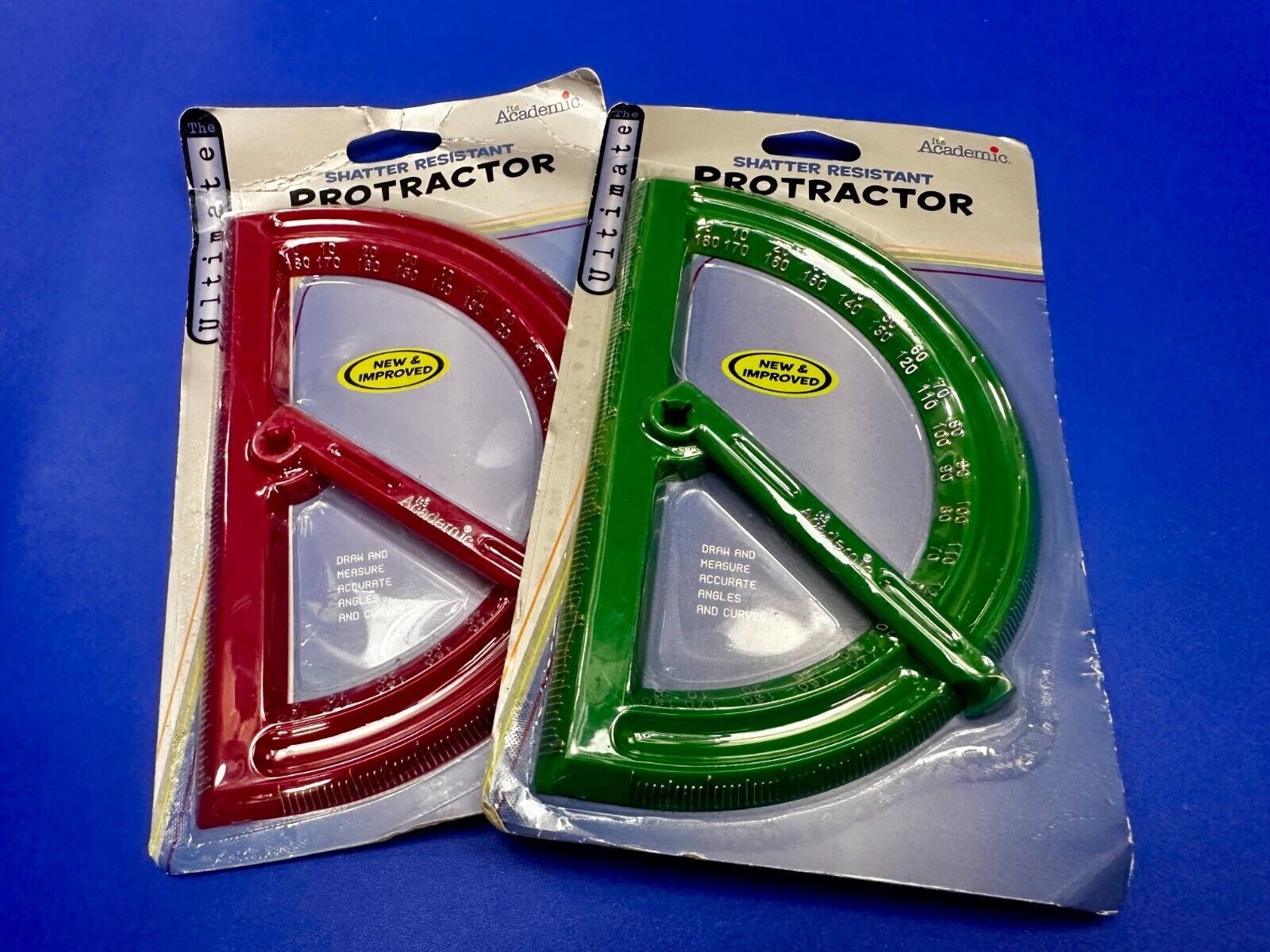 It\'s Academic Shatter Resistant Protractor Lot of 2 Red / Green