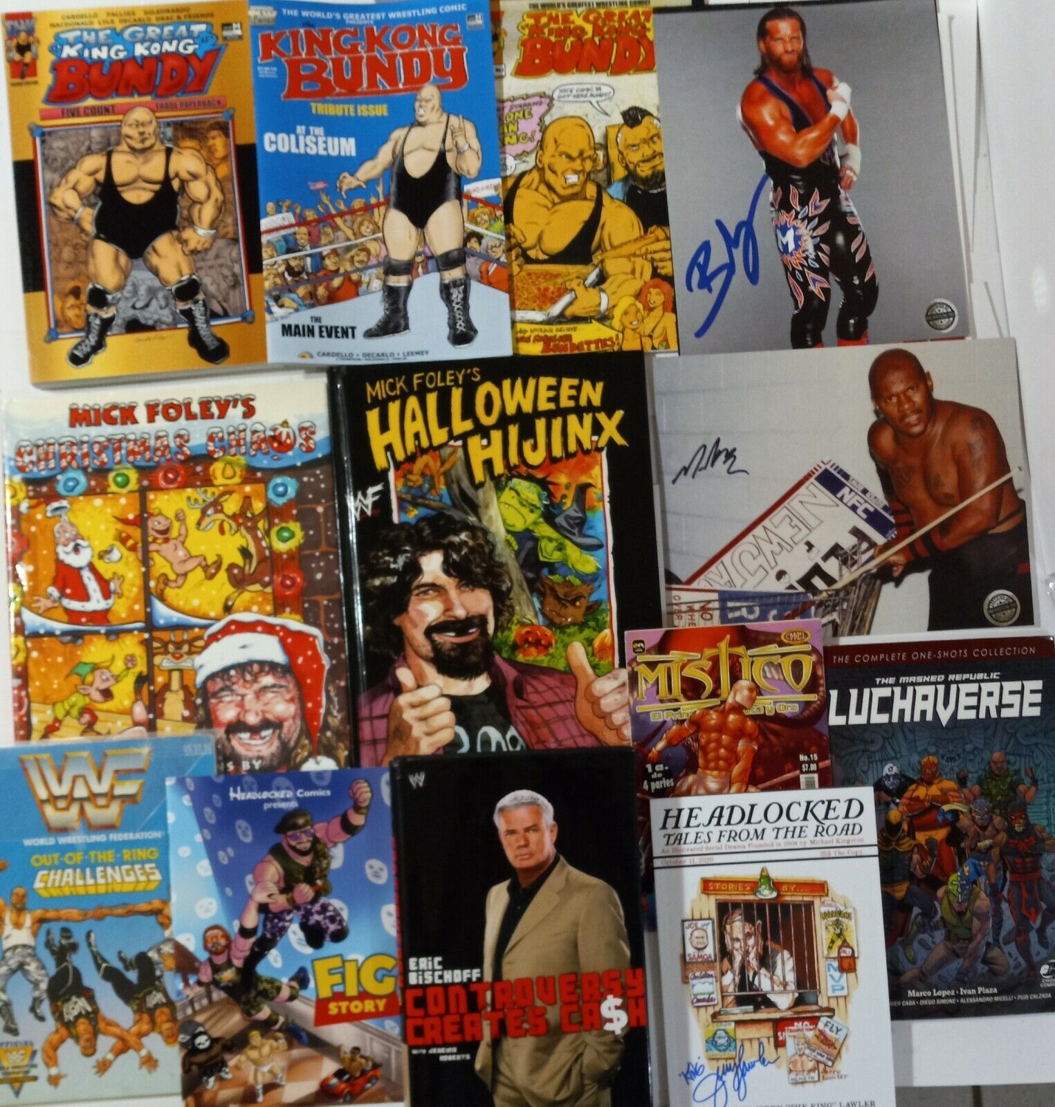 Huge comic lot collection wwf WWE ljn Comic books graphic novels signed photos