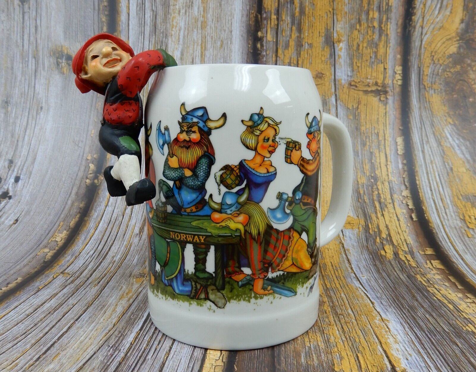 Viking Party Norway Ceramic Beer Stain with Elf Figurine