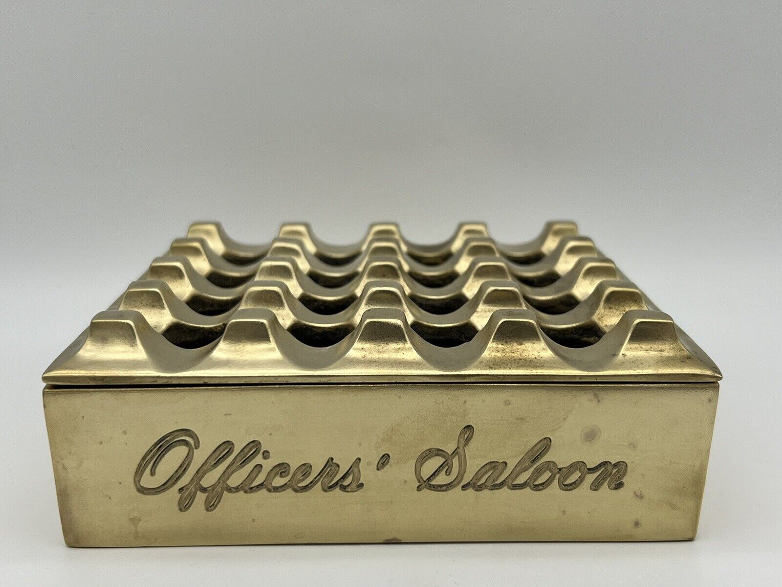 Vintage Beck and Jung Sweden Officers Saloon Solid Brass 16 Hole Ashtray