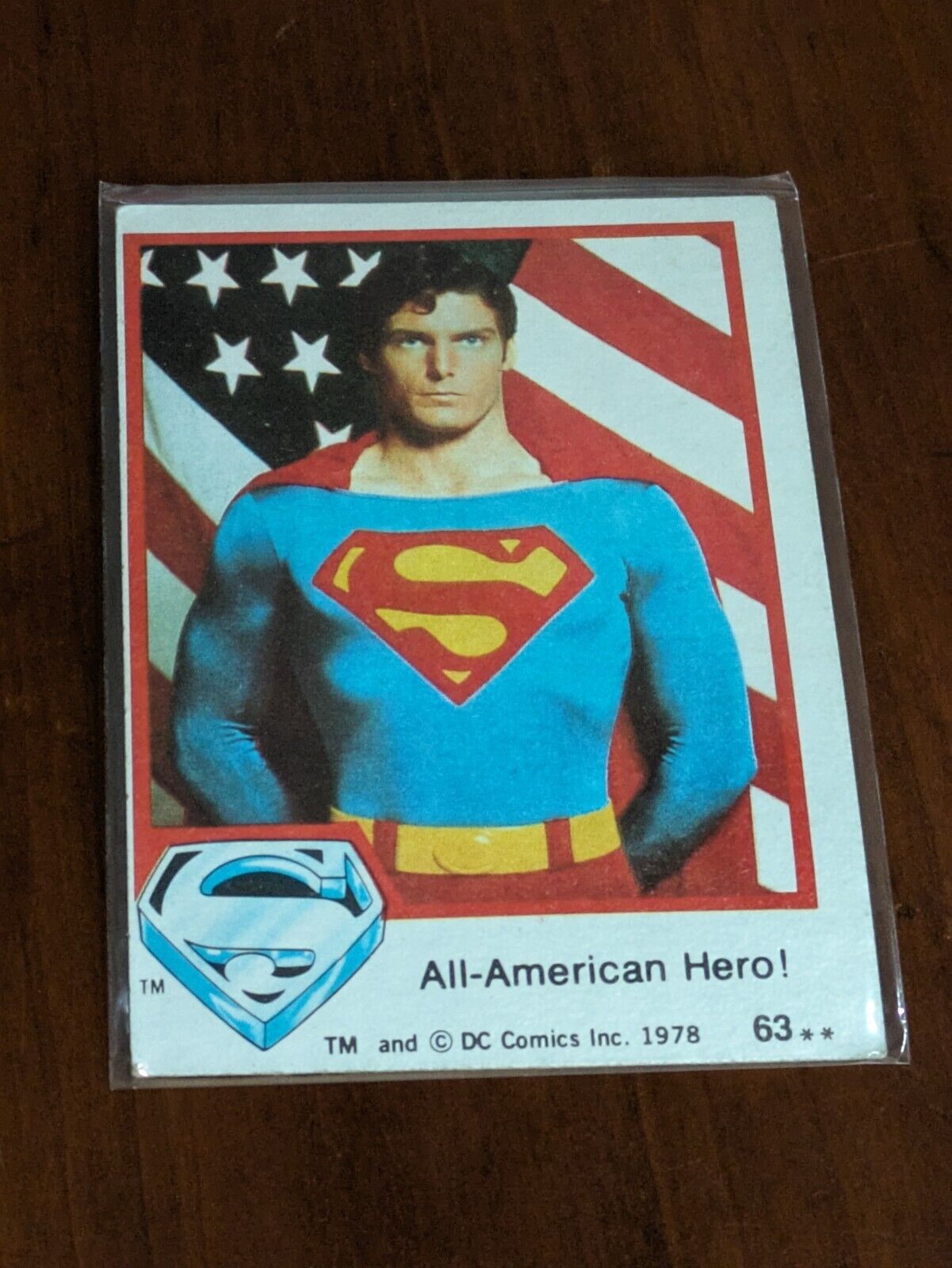 SUPERMAN CHRISTOPHER REEVES 1978 TRADING CARD #63 ALL-AMERICAN HERO DC COMICS