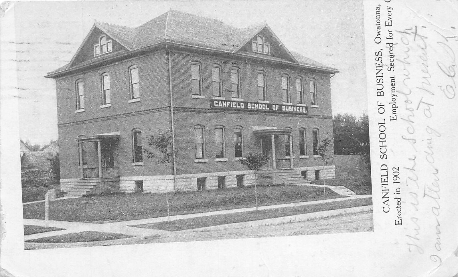 J46/ Owatonna Minnesota Postcard c1910 Canfield School of Business 41