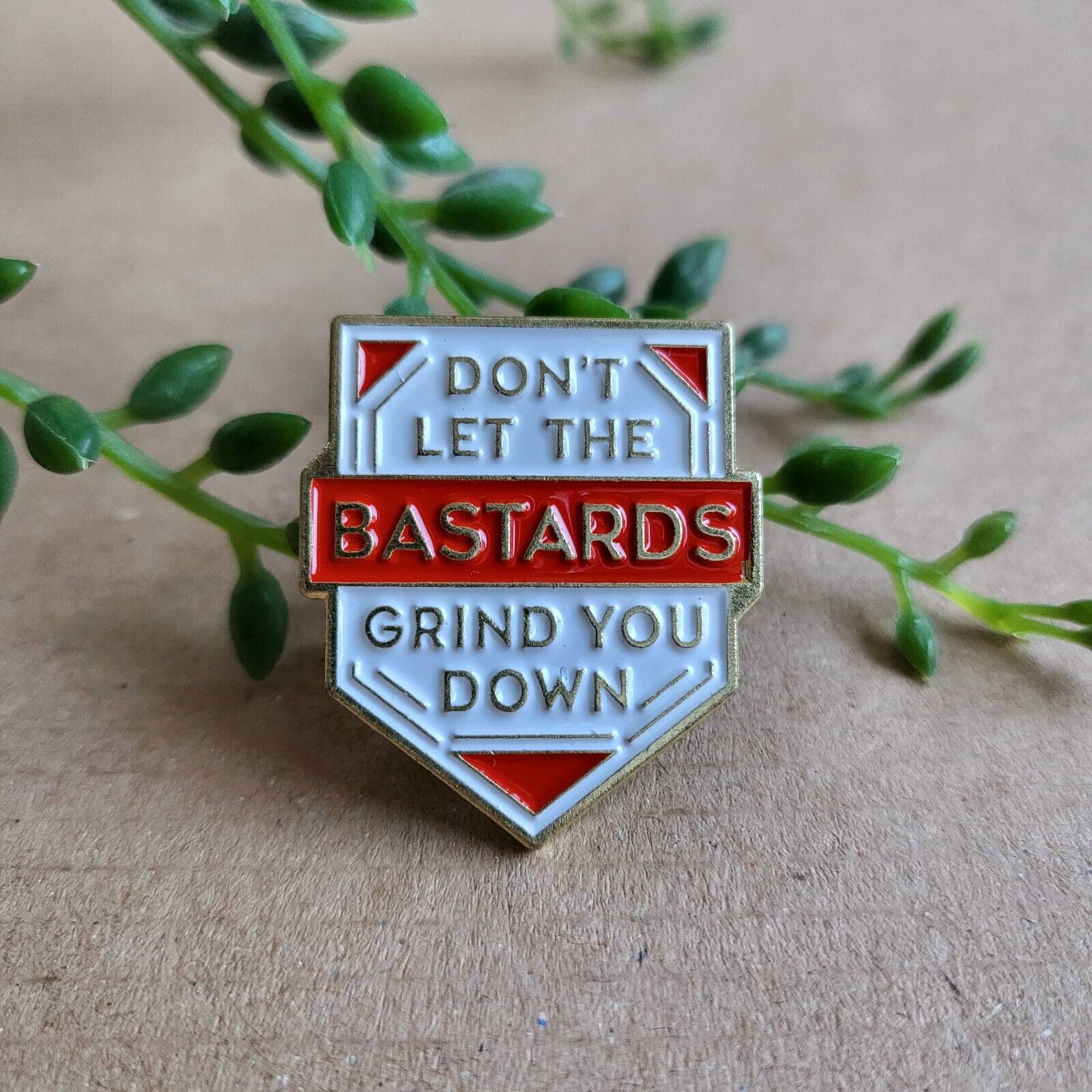 Handmaids Tale pin badge - Don\'t let the bas**rds grind you down Metal Pin Gift