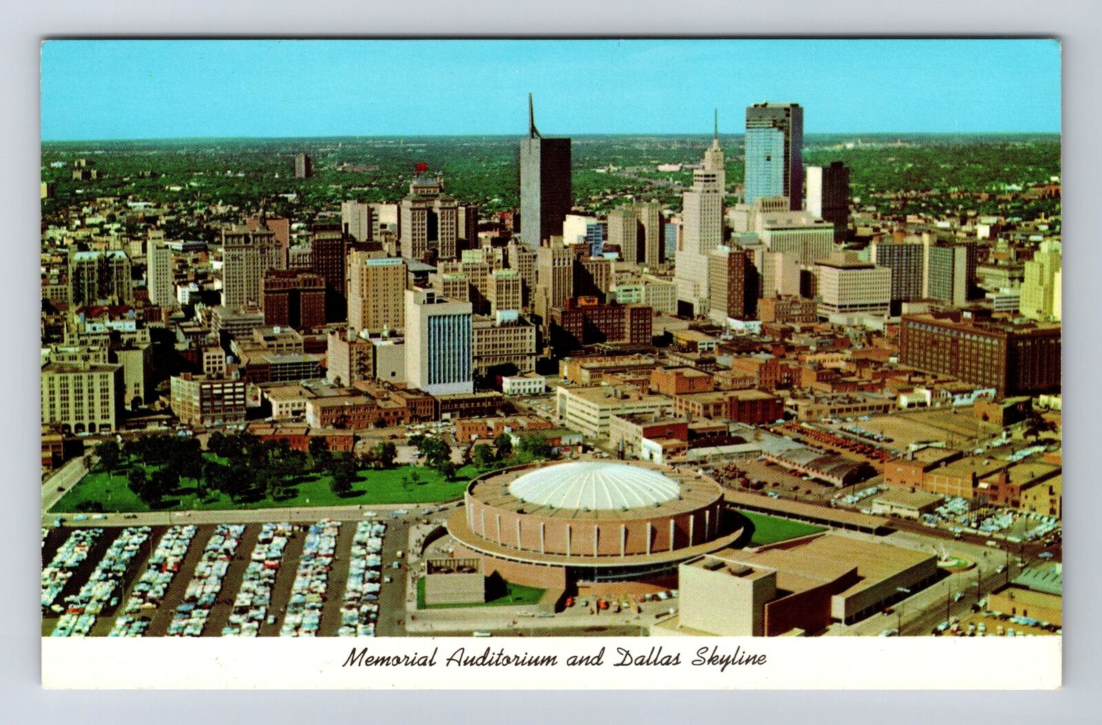 Dallas TX-Texas, Memorial Auditorium and Skyline, Antique Vintage Postcard
