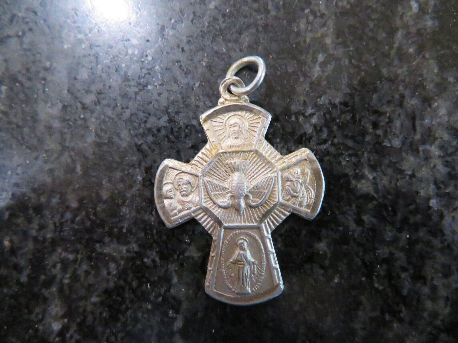 Vintage Catholic Chapel Sterling Silver Filled 5 Way Cross