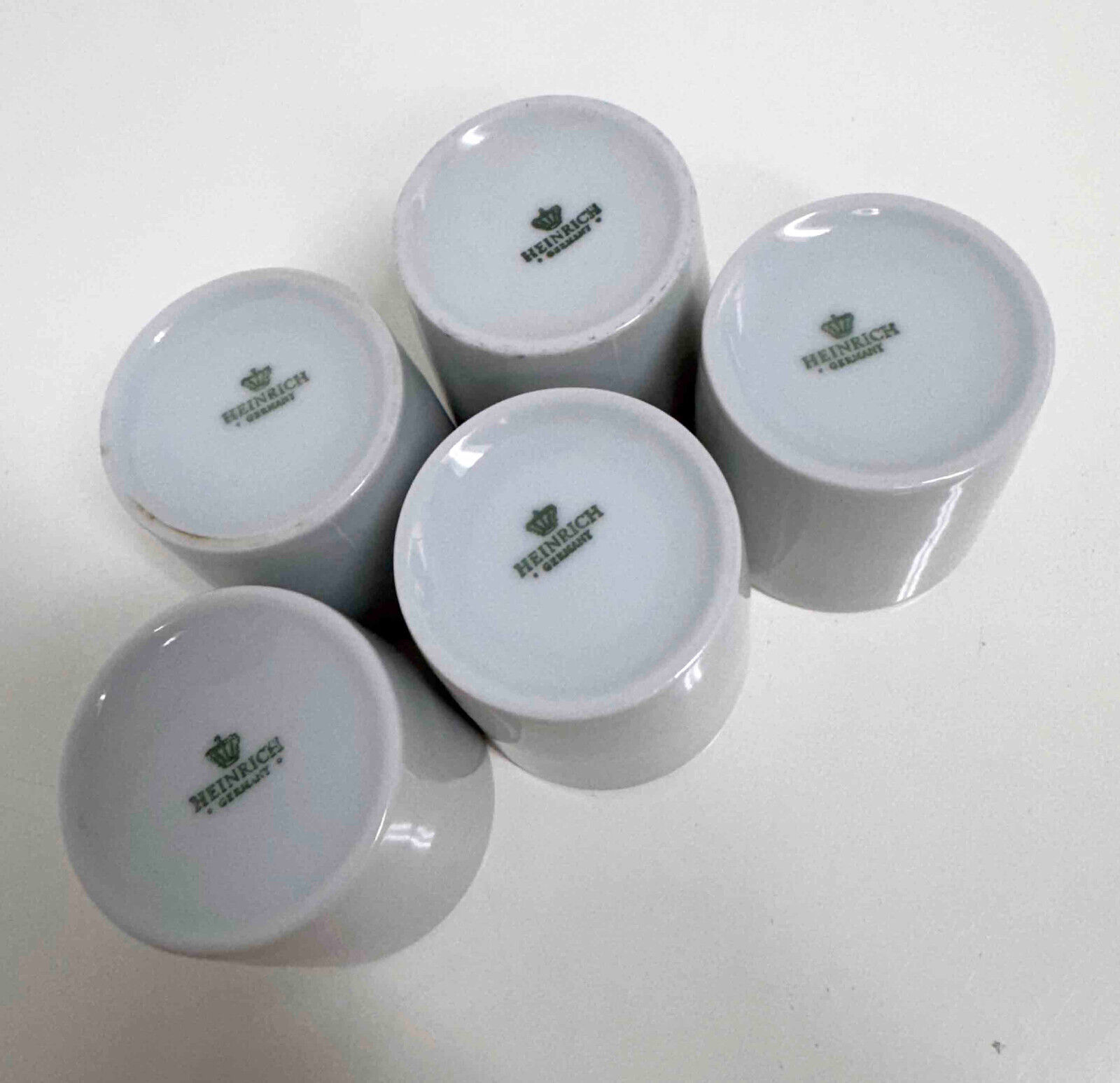 5 Vintage Heinrich Germany Porcelain Espresso Cups White Plain