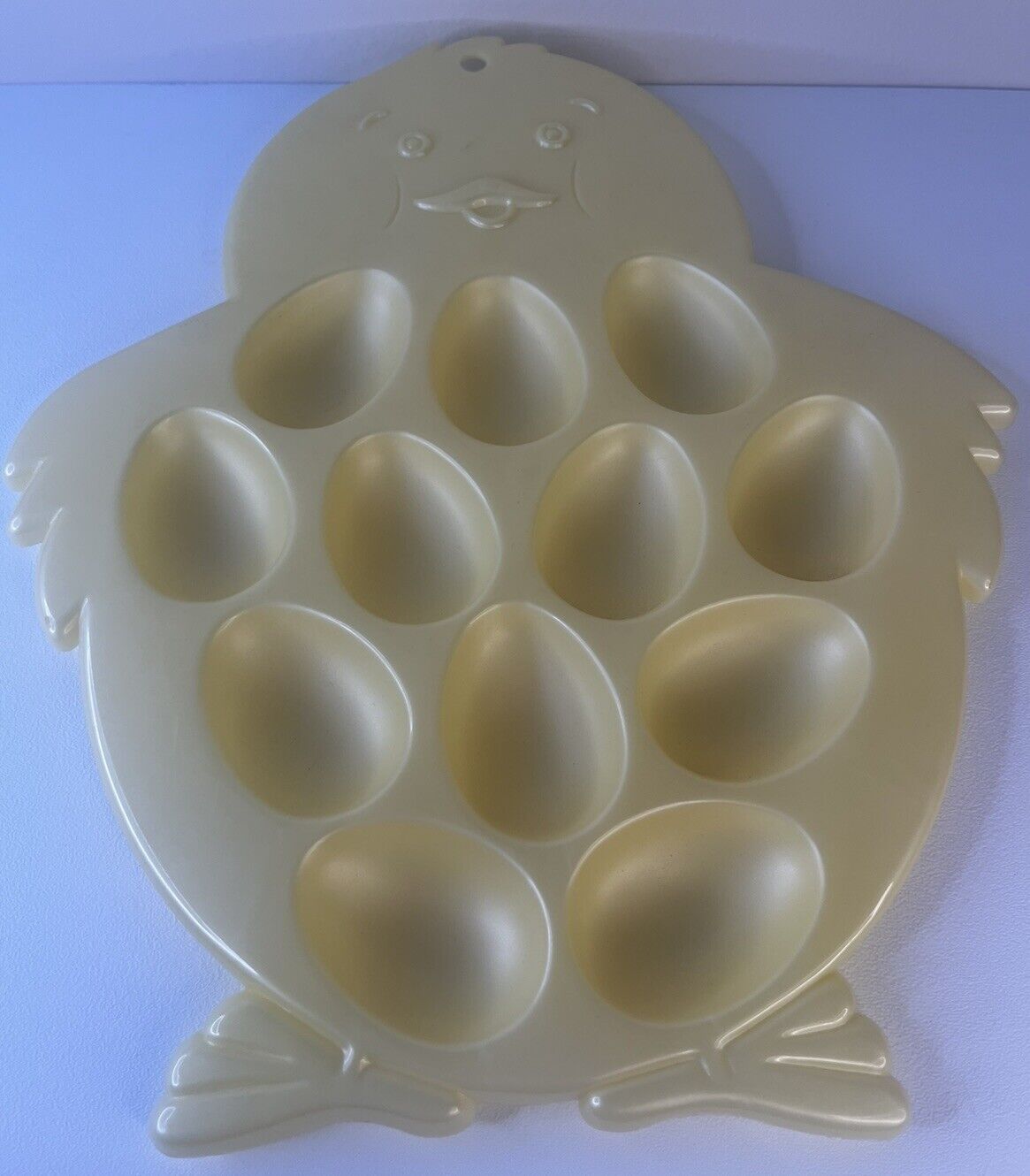 Plastic Vintage Chick Color Egg Holder Soft Yellow Color Holds 12 Eggs
