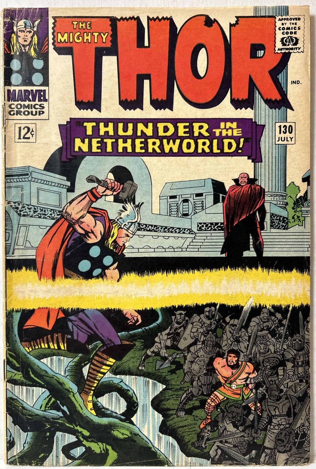The Mighty Thor #130 Marvel 1966 Pluto & Hercules In Netherworld Lee/Kirby VG-