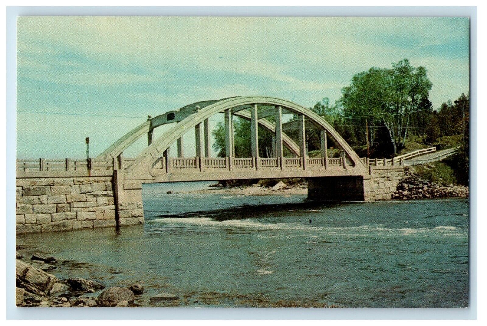 c1940's A View Of Bridge At Bluehill Falls Maine ME Unposted Vintage Postcard