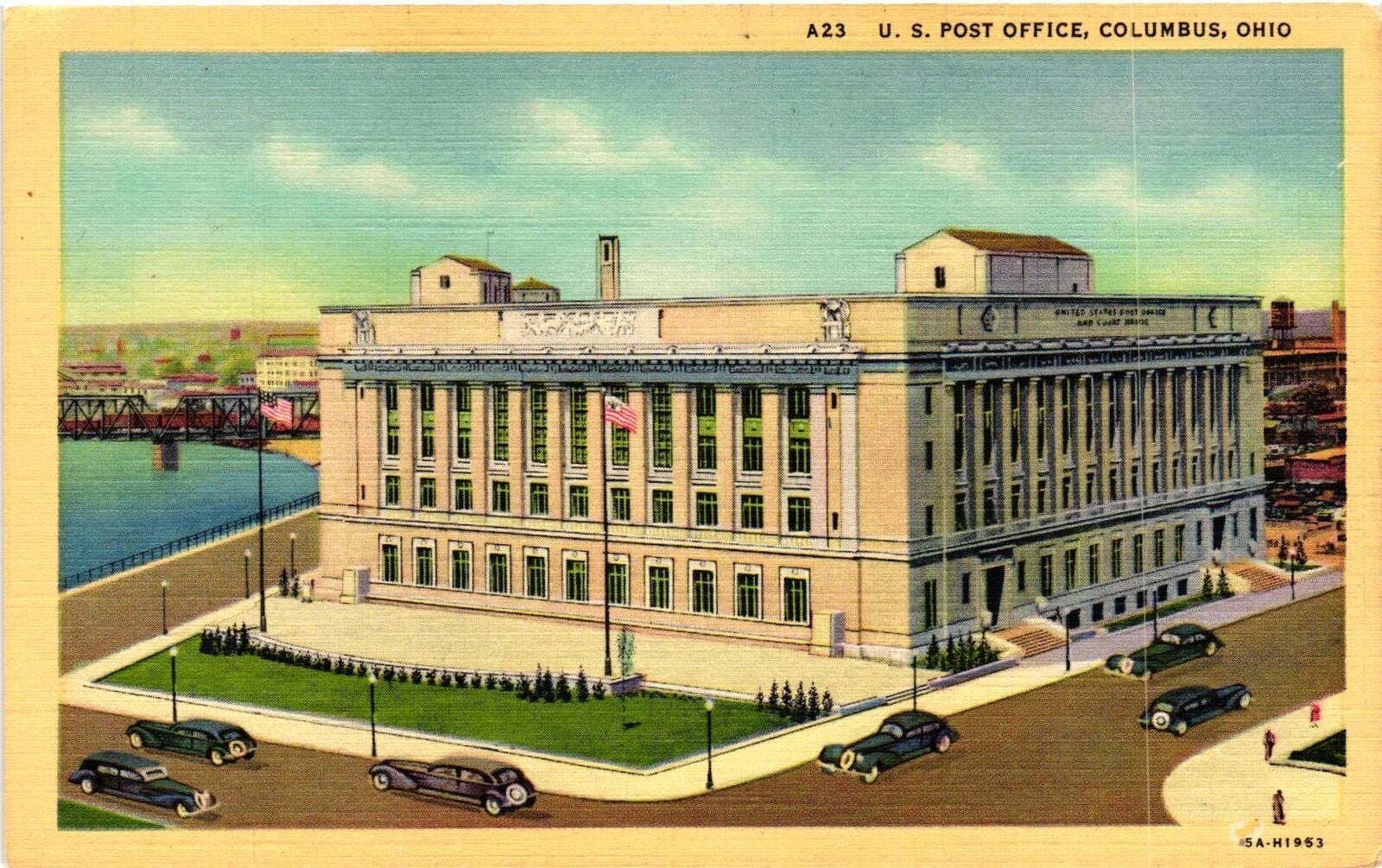 Vintage Postcard- U.S. POST OFFICE, COLUMBUS, OH.