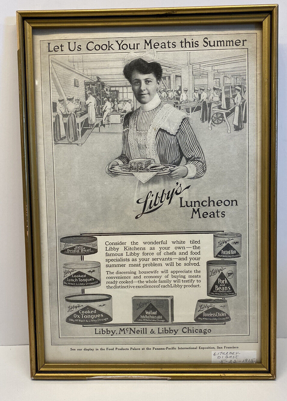 Vintage Libby’s Luncheon Meat Paper Advertisement Food 1915