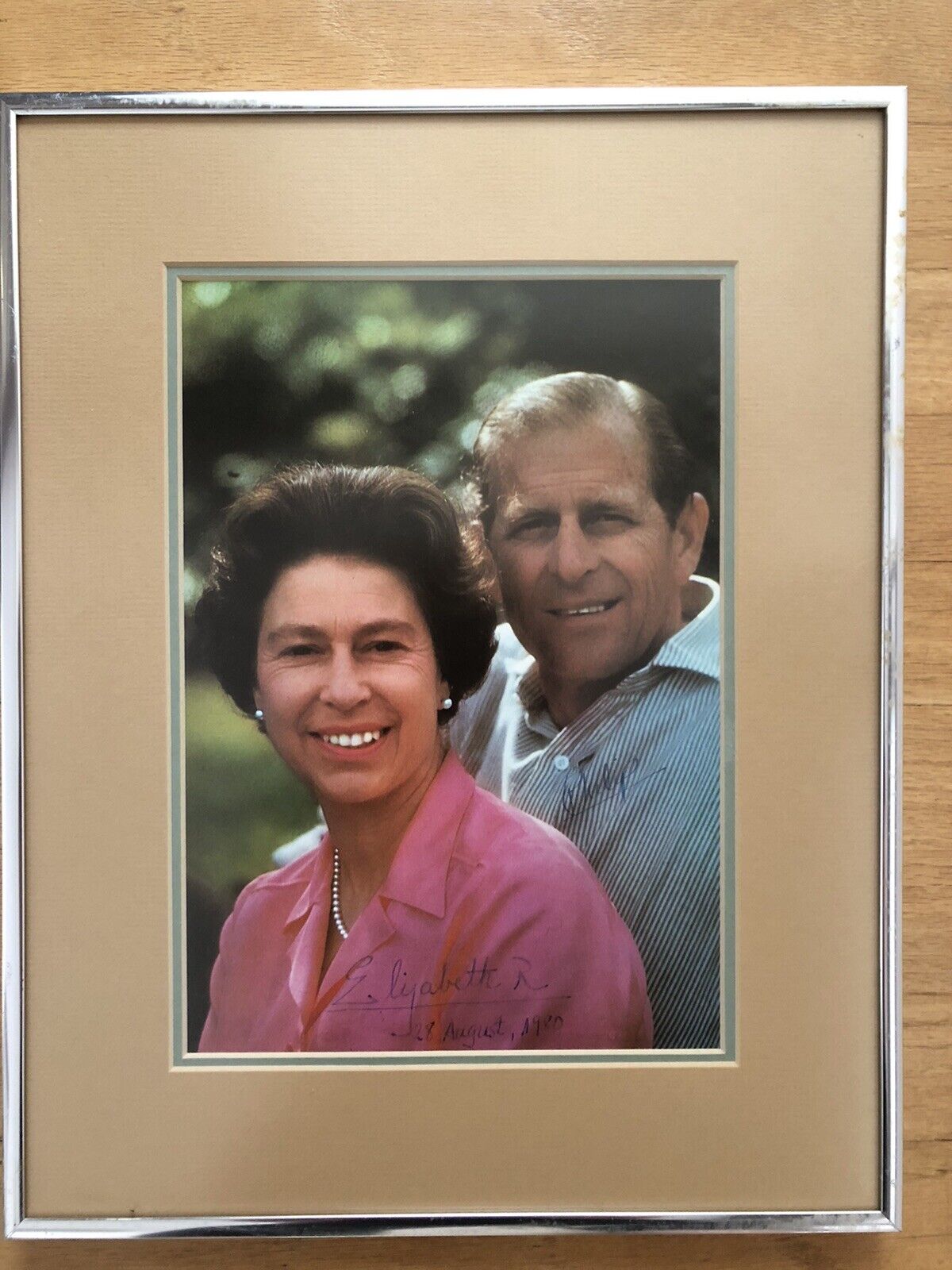 Queen Elizabeth II + Prince Philip Custom Framed Autograph Signed Photo 1980