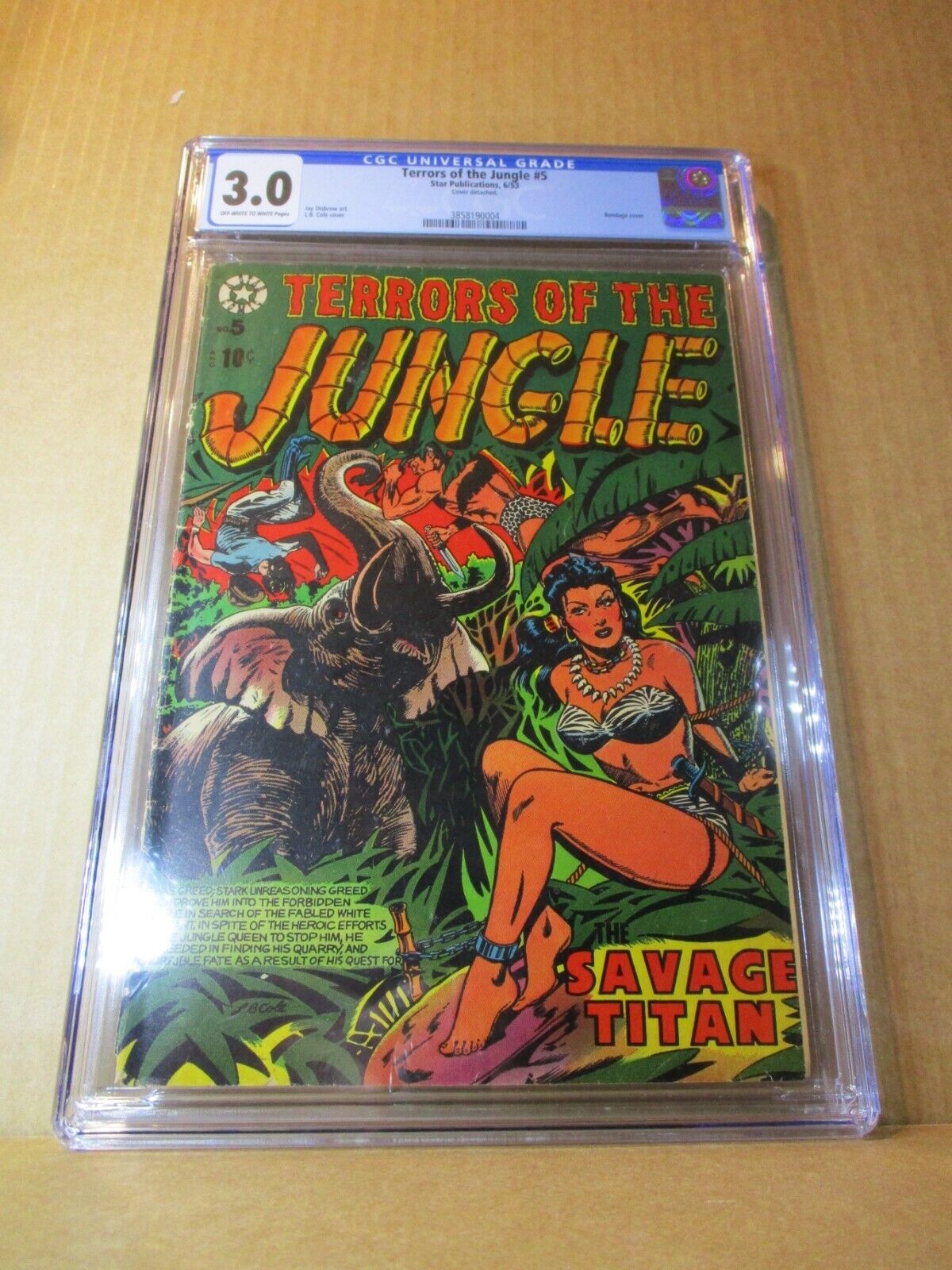 Terrors of the Jungle 5 CGC 3.0 LB Cole BONDAGE HEADLIGHTS 1953 Star Disbrow GGA