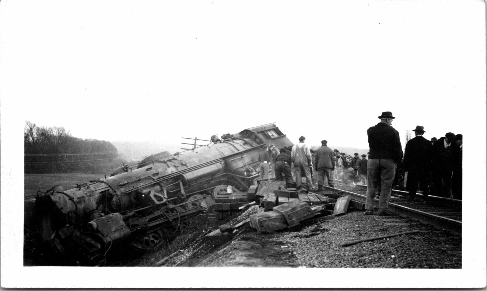 November 15, 1942 Train Wreck, East of Bolivar Ohio W&LE Engine #6413 Photo