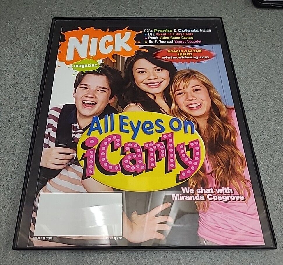 Nickelodeon Magazine February 2008 Cover Only Icarly Framed 8.5x11 