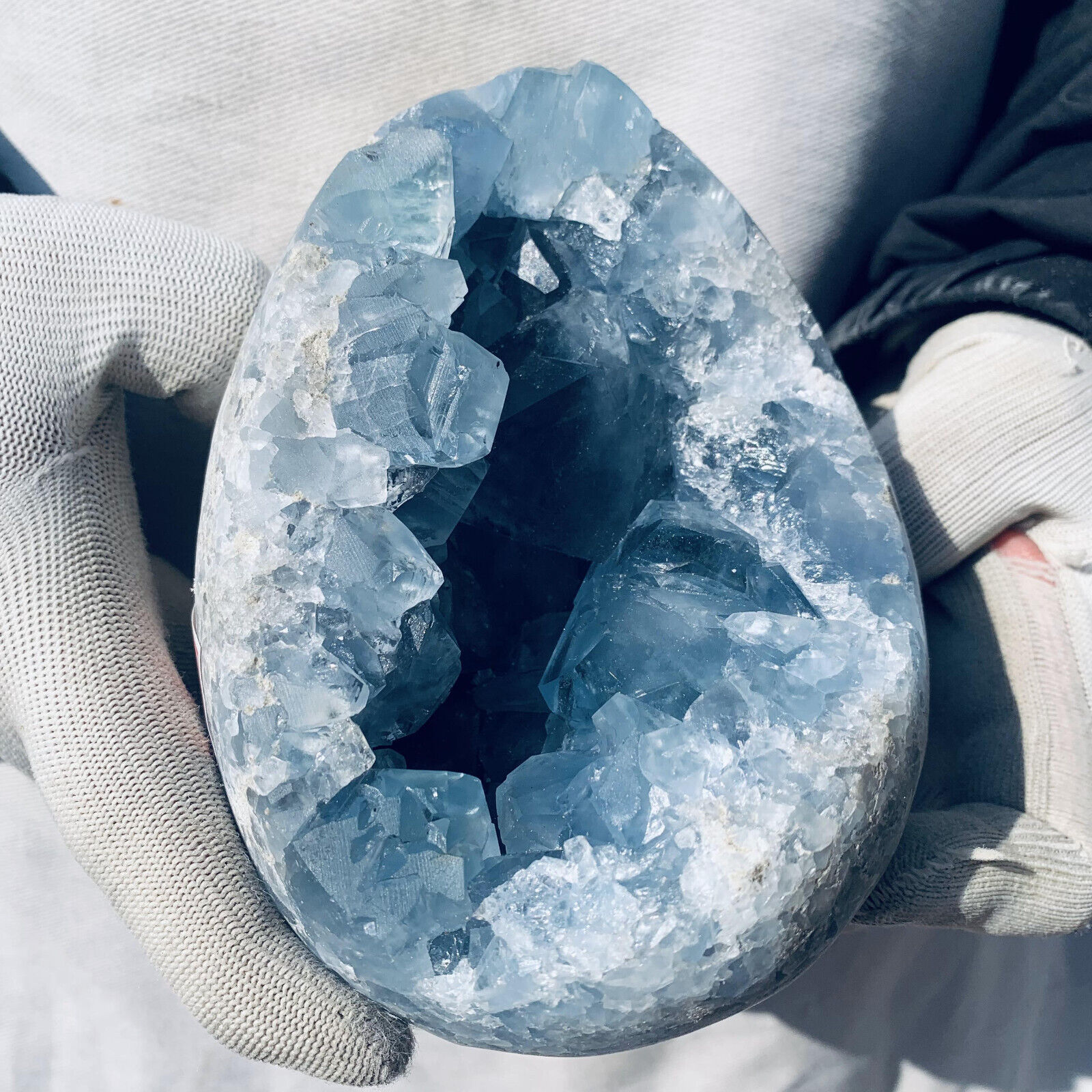 5.56LB Natural Beautiful Blue Celestite Crystal Geode Cave Mineral Specimen