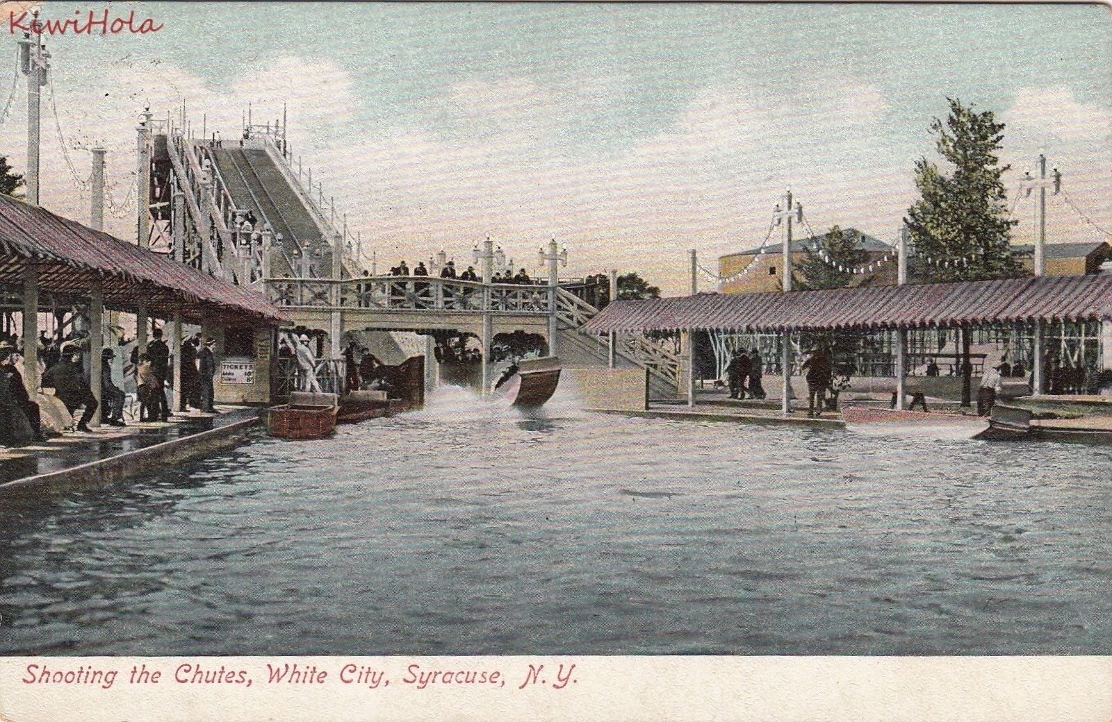 Postcard Shooting the Chutes White City Syracuse NY 1908