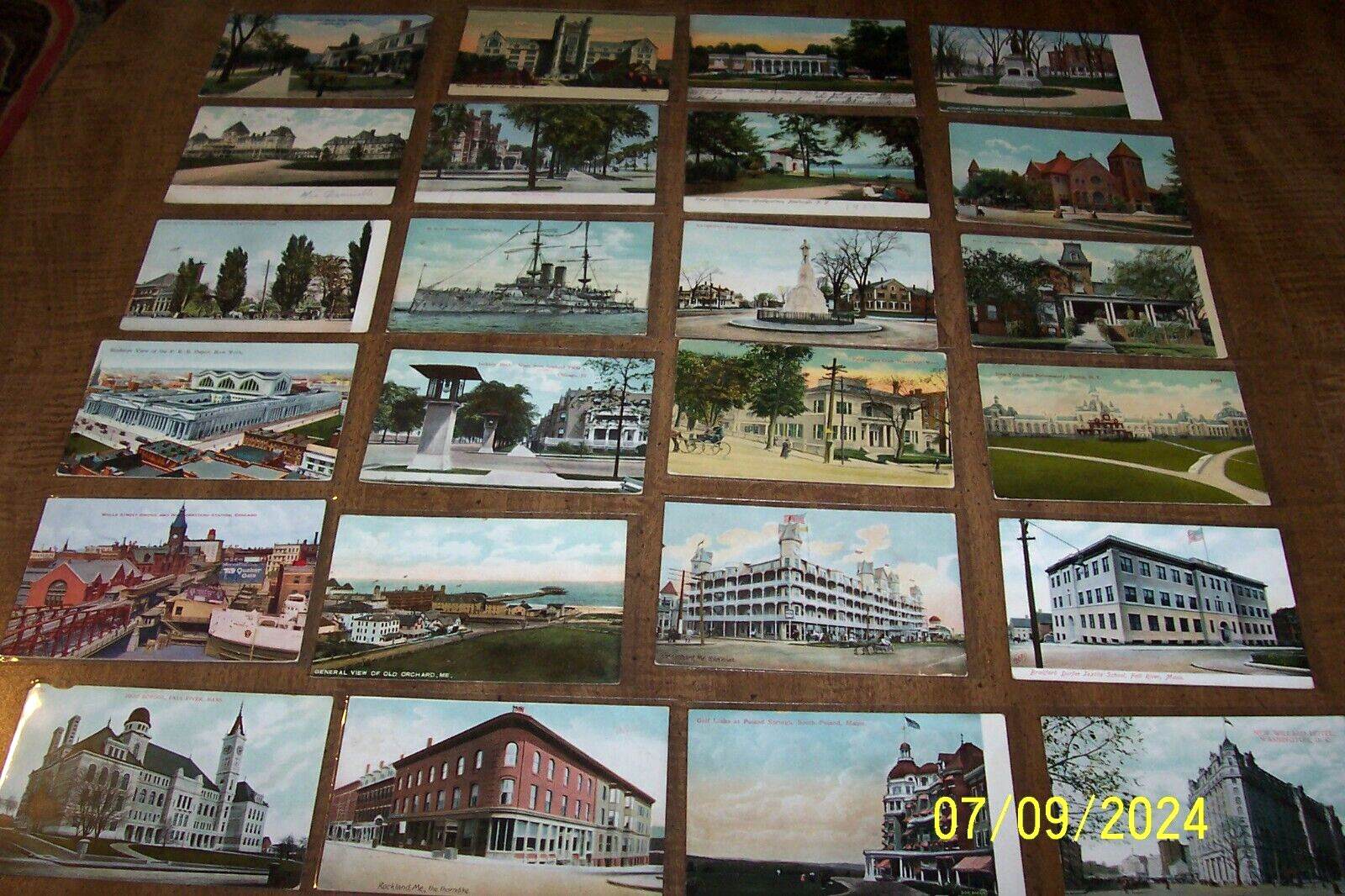 24 Pre-Linen postcard lot. Vintage early 1900's - United States various cities