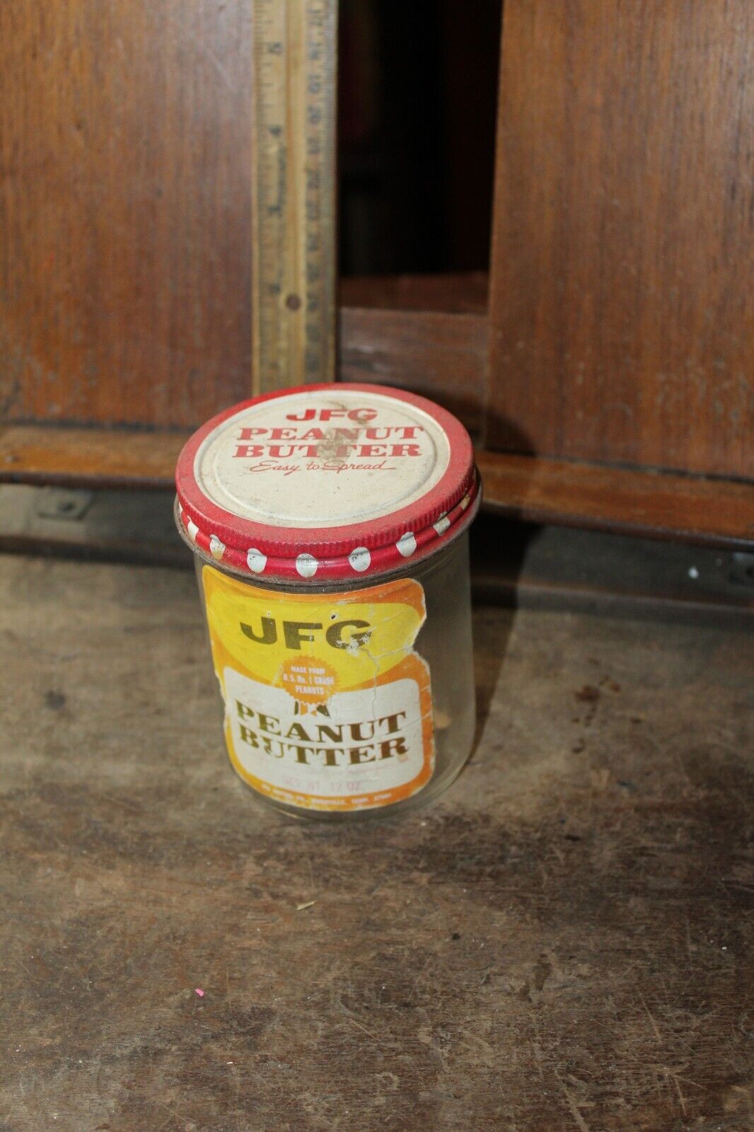 Vintage JFG Peanut Butter Jar with Litho Lid Knoxville Tennessee
