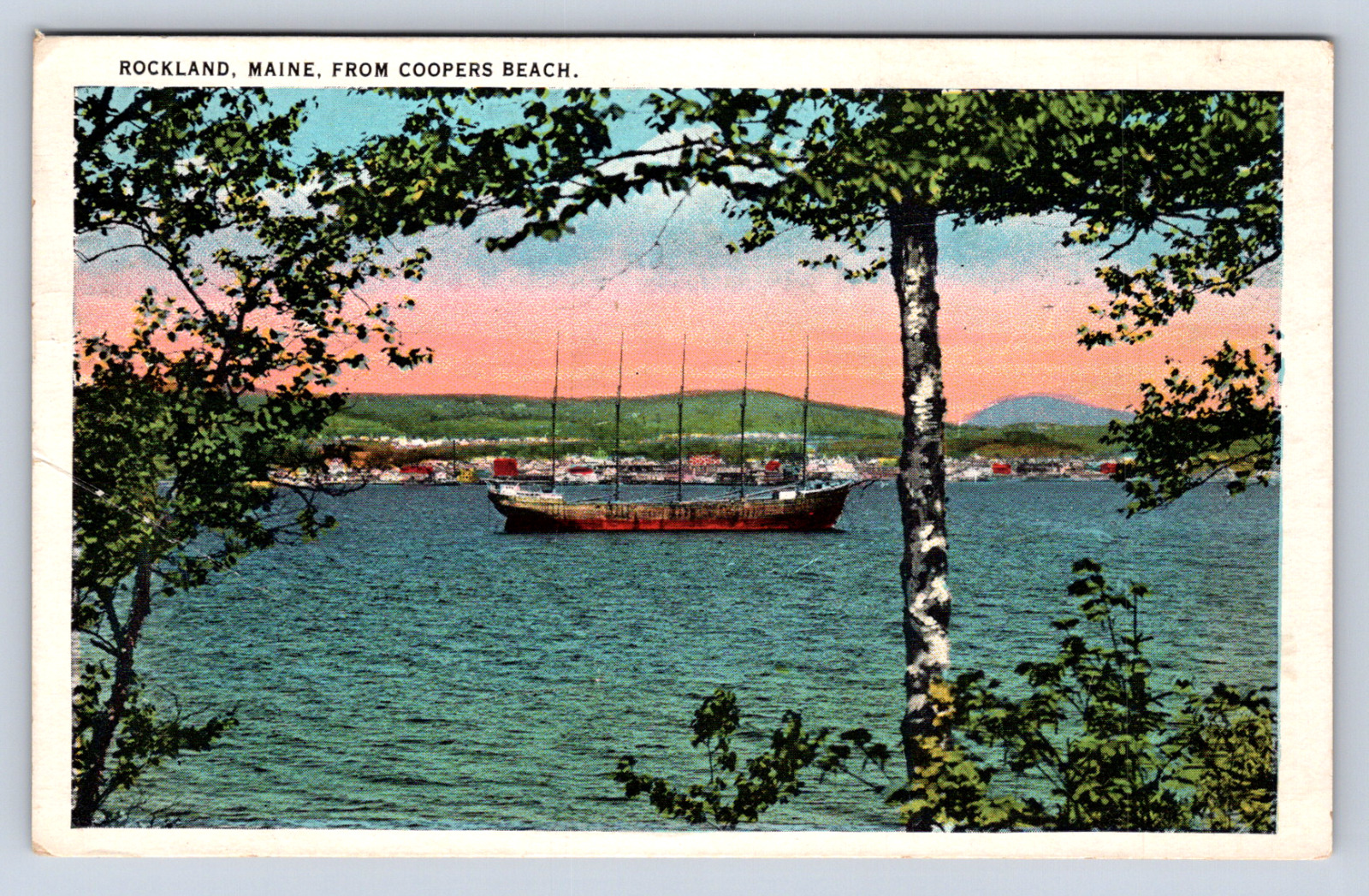 Vintage Postcard Rockland Maine Coopers beach Belfast