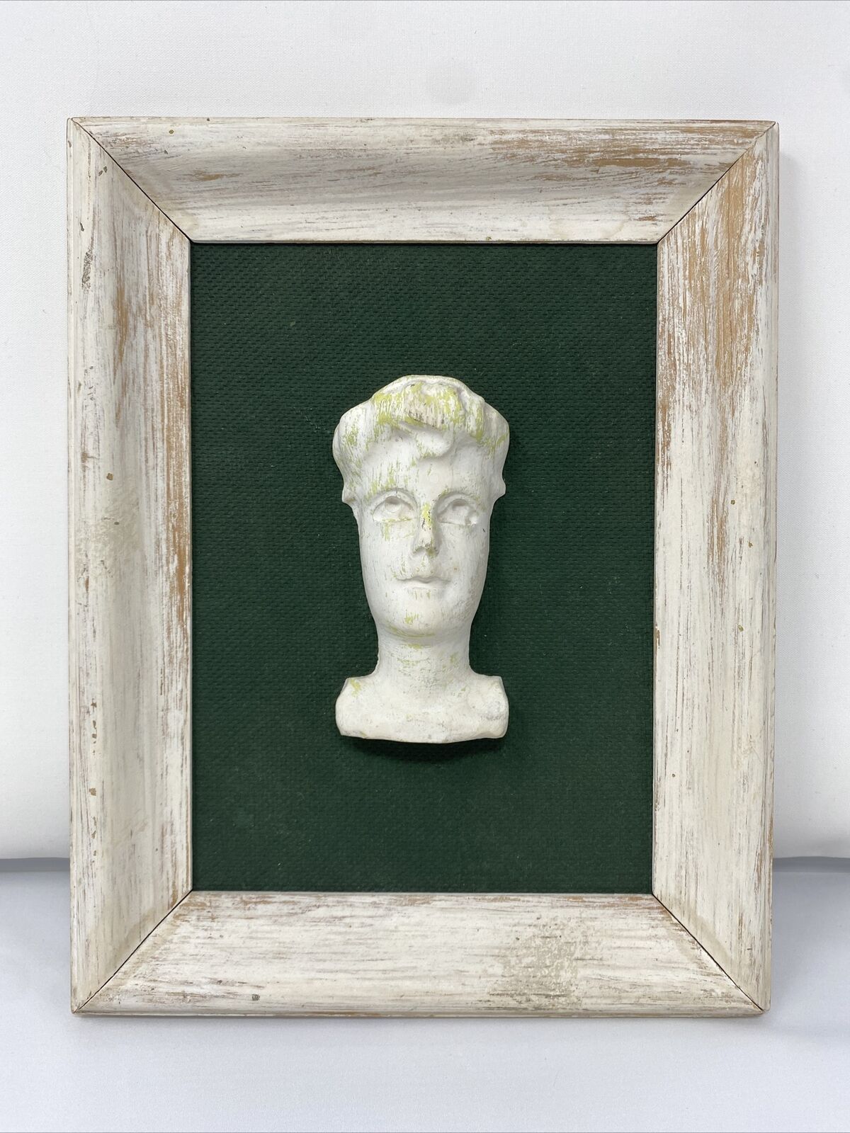 Vintage Handcrafted 3D Plastic/Chalkware Face Art Sculpture Framed RARE