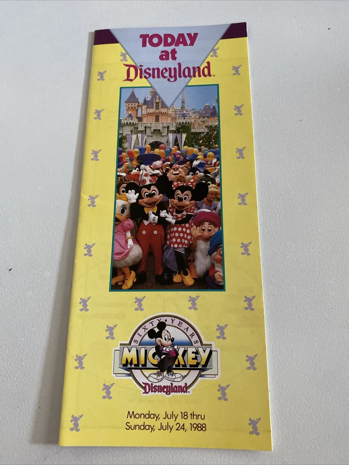 TODAY AT DISNEYLAND July 18-24, 1988 Sixty Years of Mickey BROCHURE Fold Out