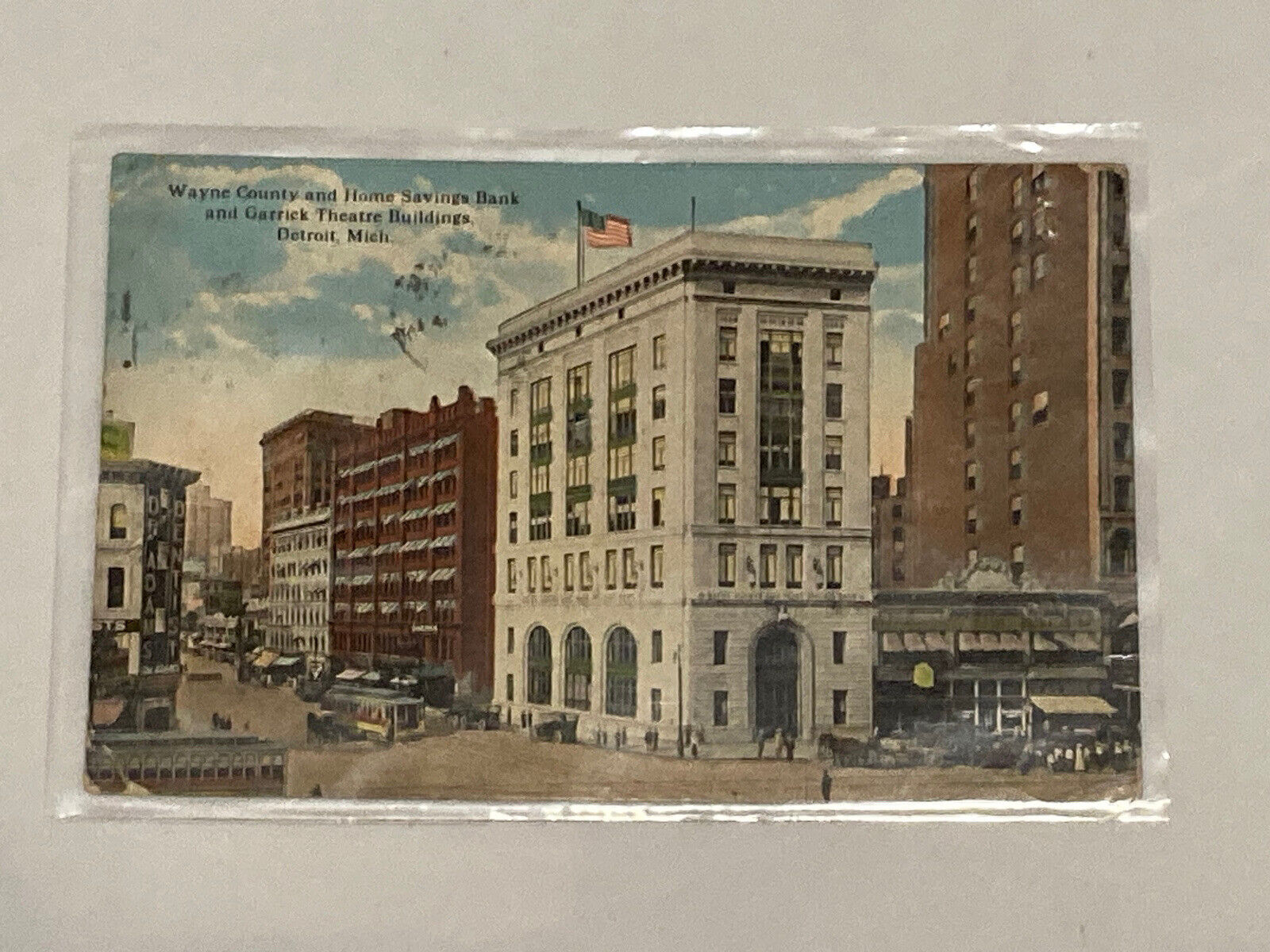 1923 Wayne County and Home Savings Bank Buildings Detroit, Michigan Postcard