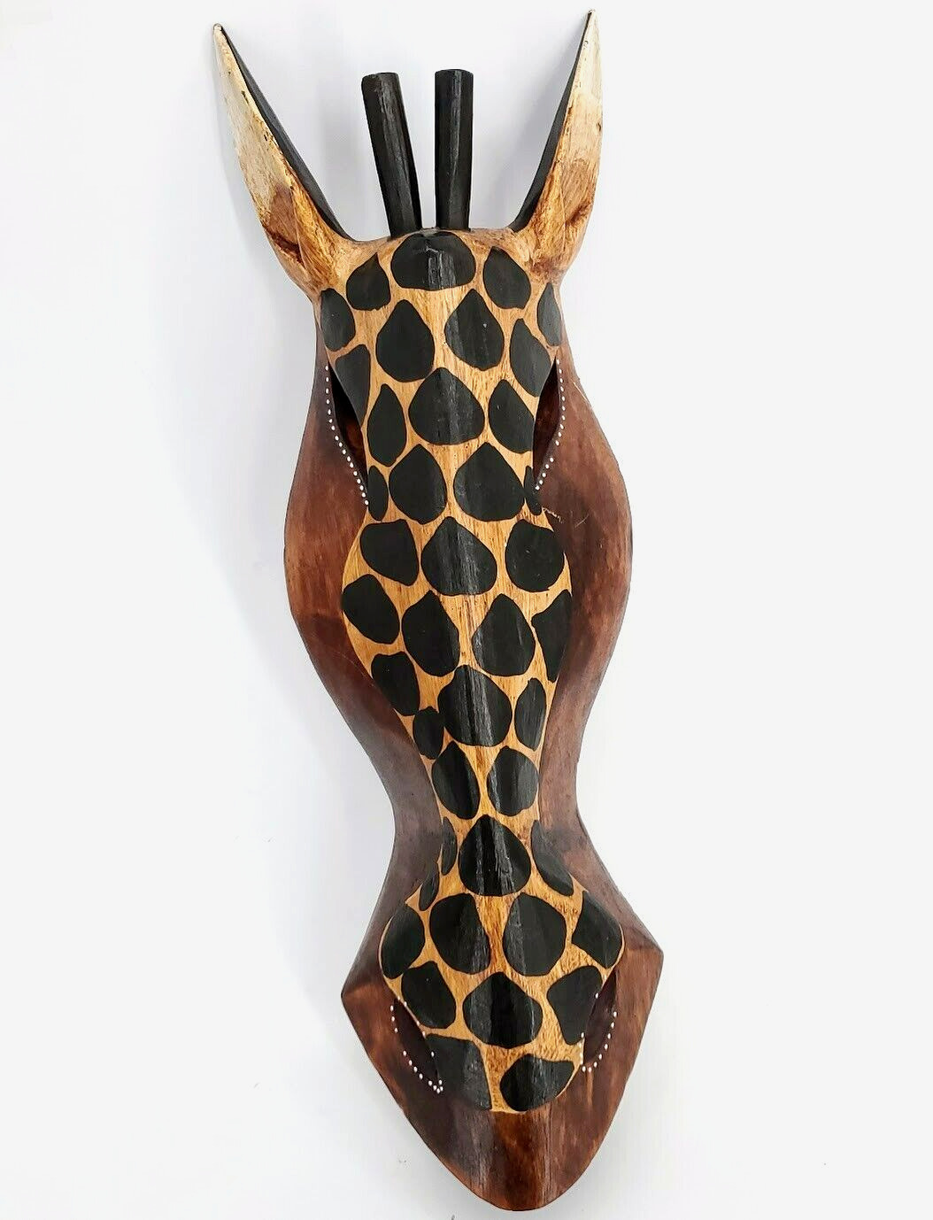Giraffe Head Plaque Wooden Hand Carved Wall Hanging Safari Decorative Art 20\