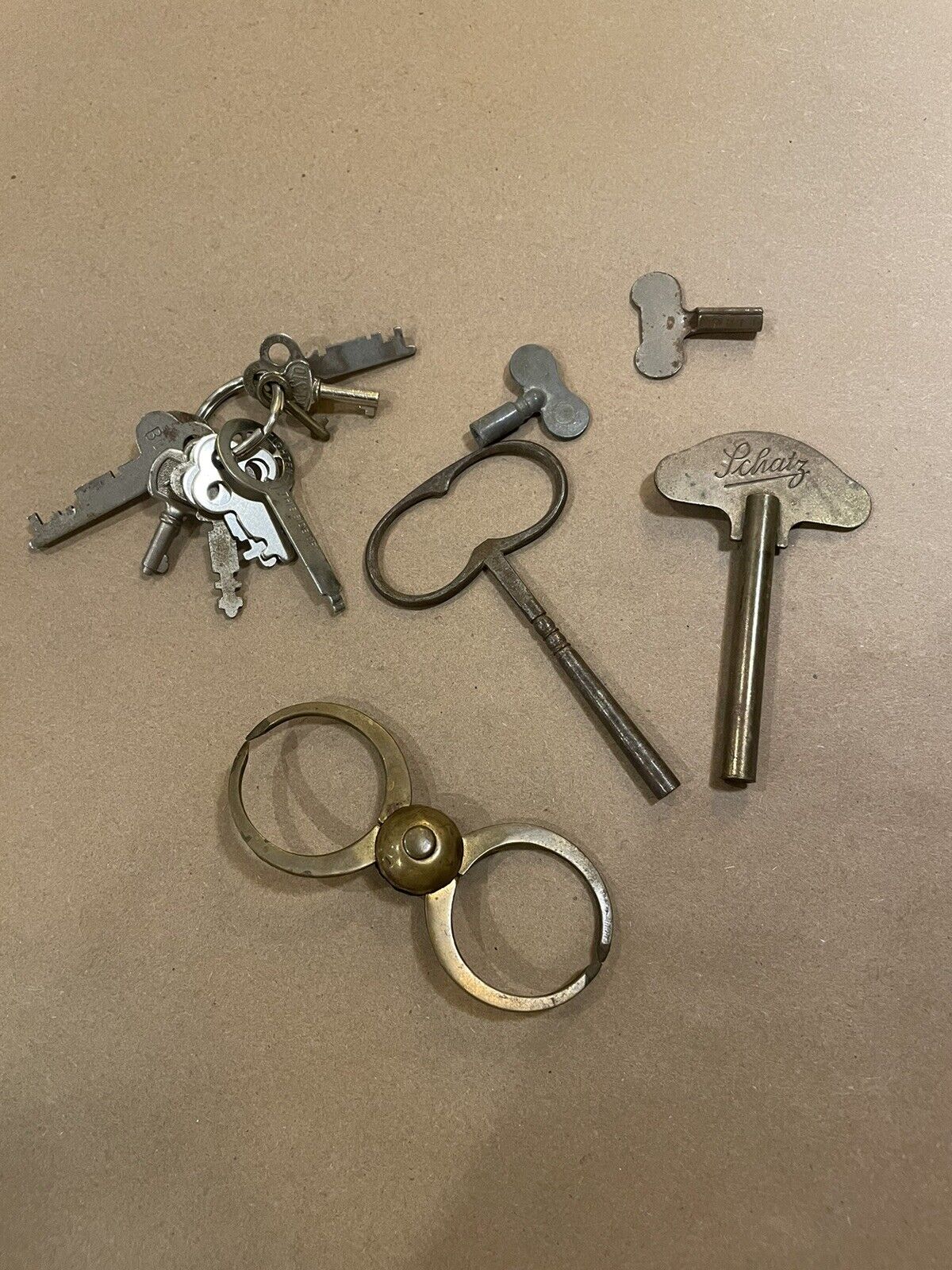 Vintage Brass  Watchmaker Caliper  Tool+ clock winders + Skeleton Key Assortment