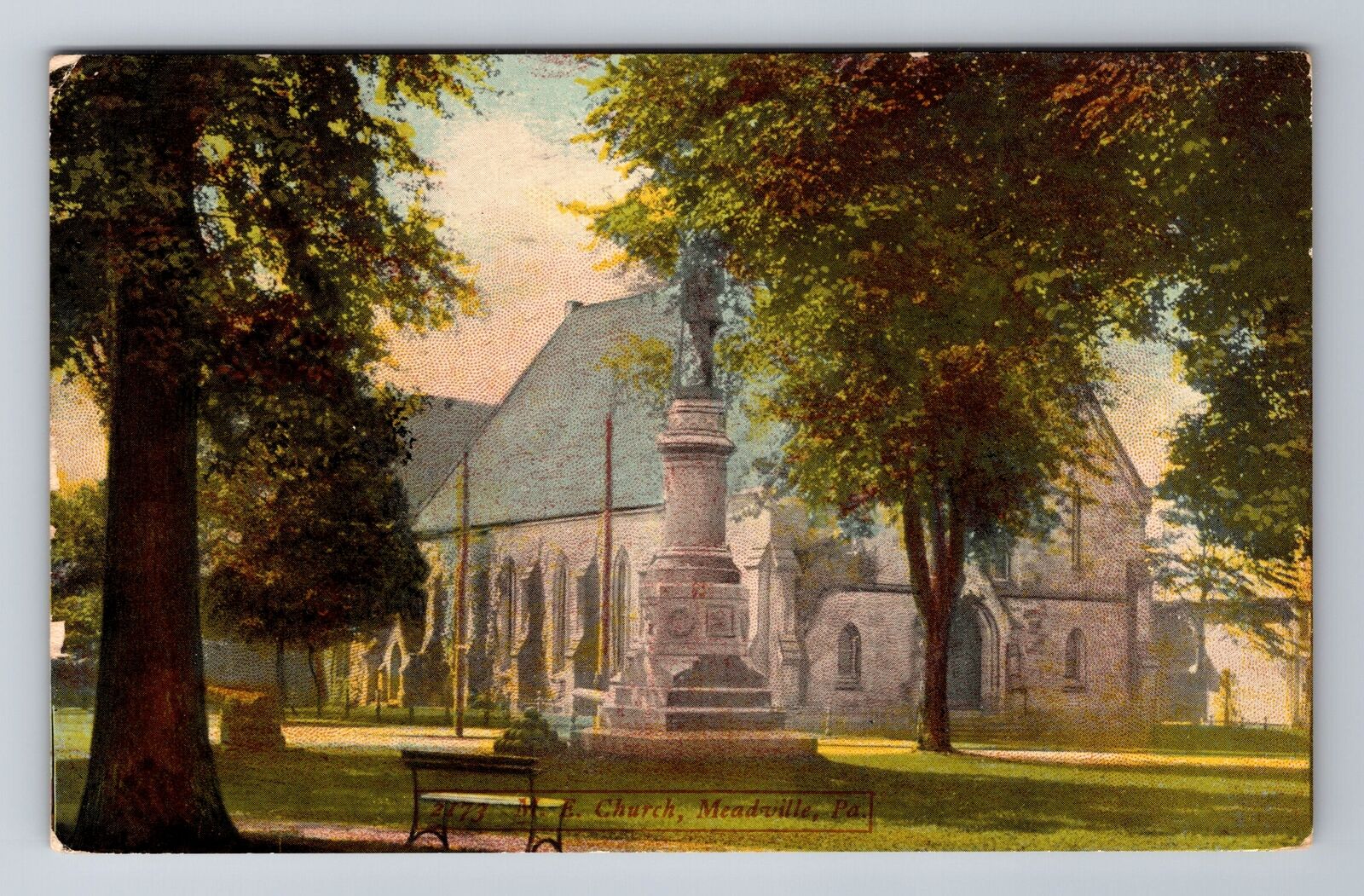 Meadville PA-Pennsylvania, M.E. Church, Antique Vintage Souvenir Postcard