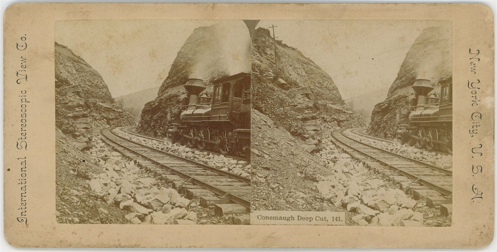 PENNSYLVANIA SV - Conemaugh Deep Cut Train Locomotive 1890s