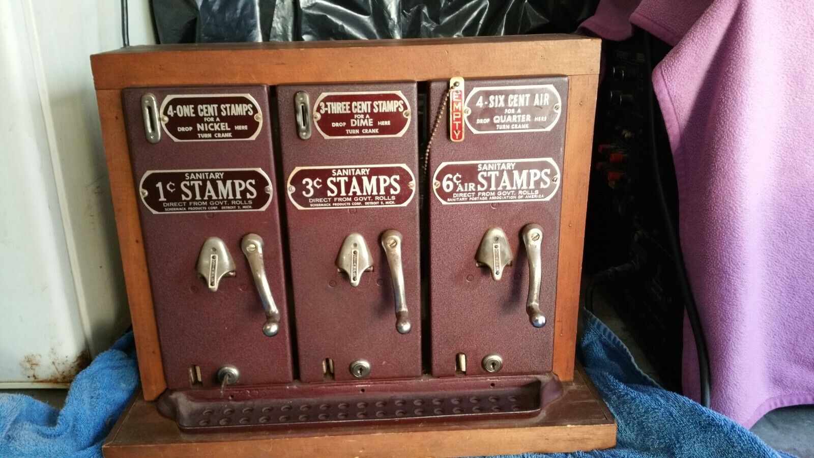  Rare Schermack  Postage Stamp Vending Machine TRIPLE 1c 3c & 6c Air Mail