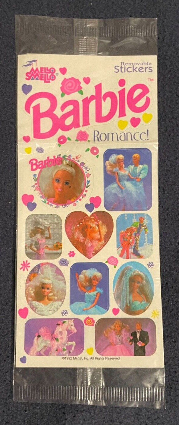 Barbie Rare Mello Smello Romance Stickers Sheet of 10 - NIP