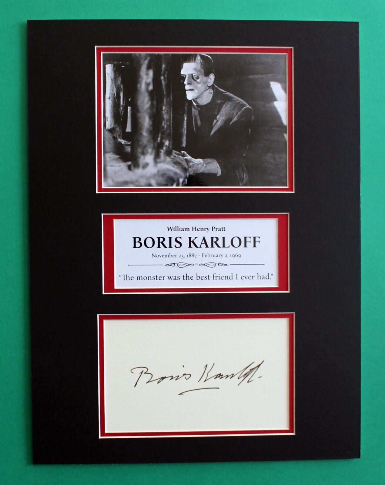 BORIS KARLOFF AUTOGRAPH masterly display The Frankenstein